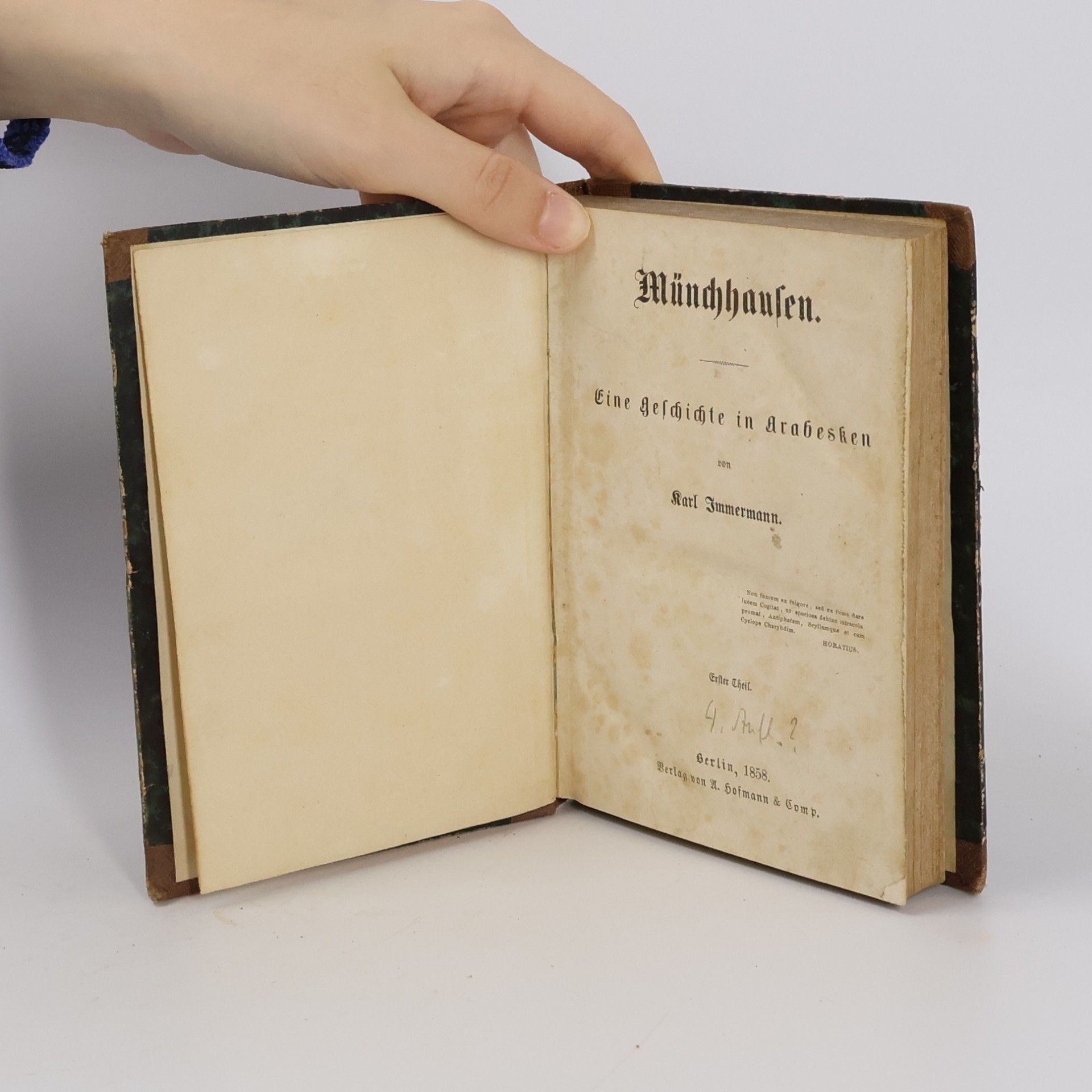 Karl Immermann Münchhausen. Eine Geschichte in Arabesken. Erster Theil.