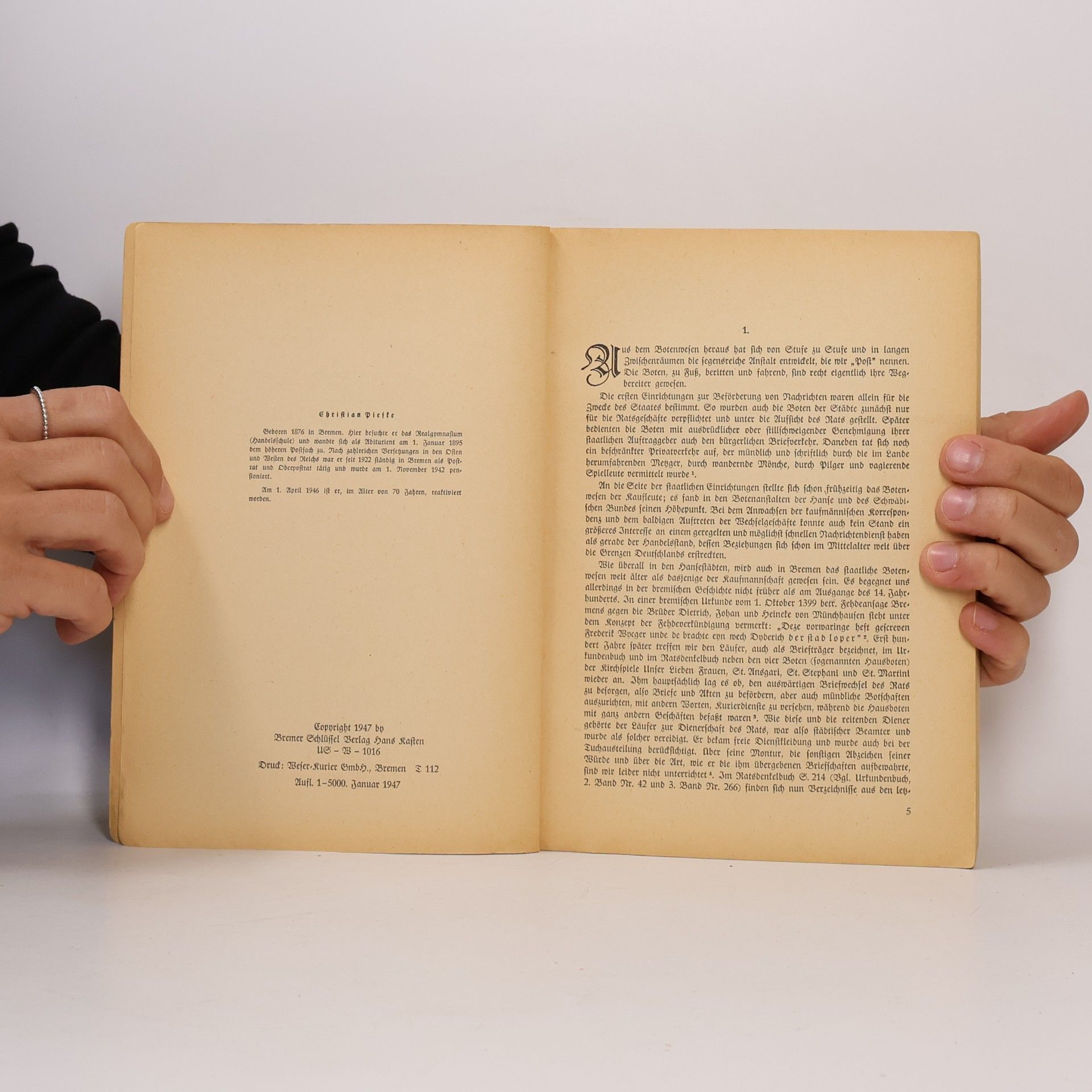 Chr. Piefke Geschichte der Bremischen Landespost