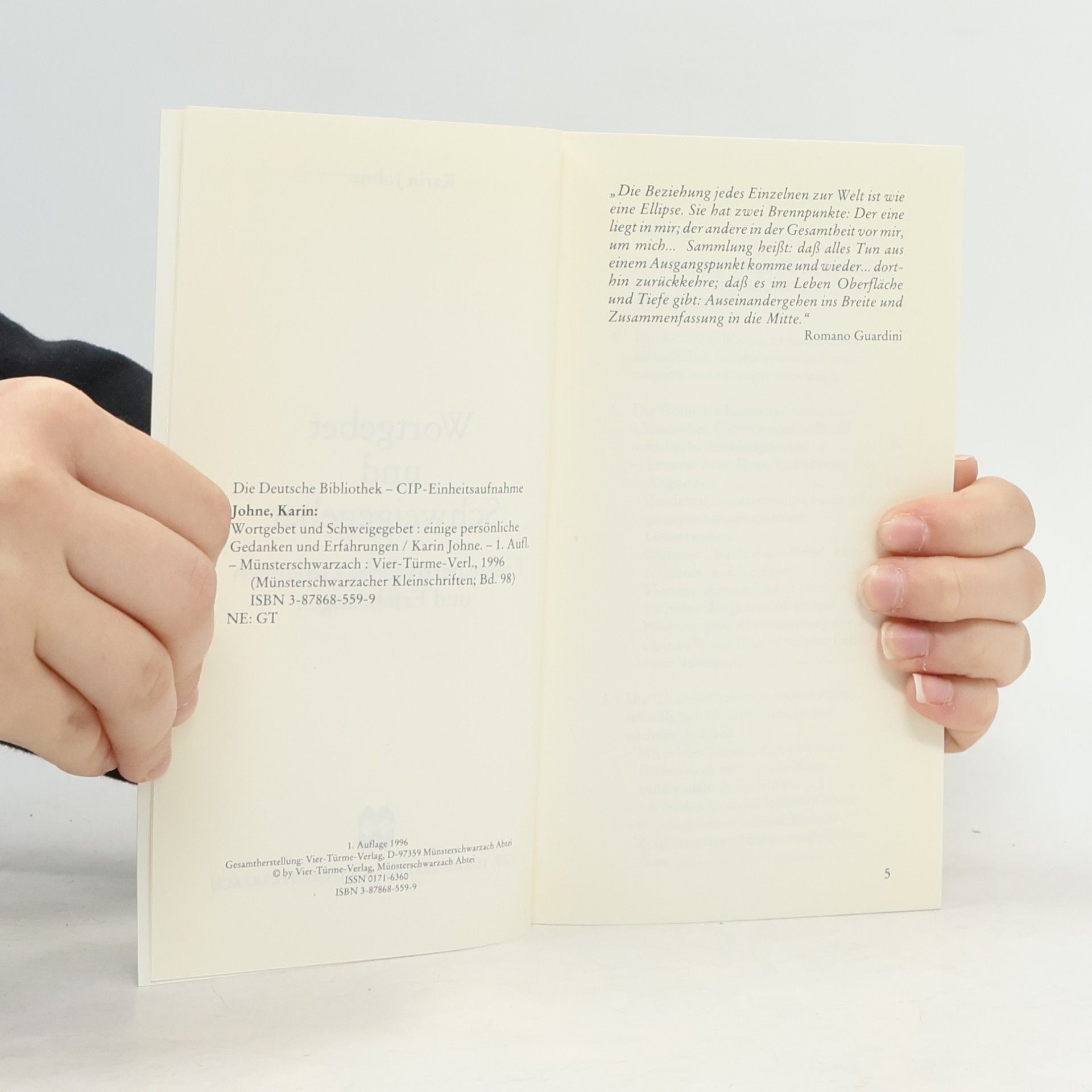 Karin Johne Münsterschwarzacher Kleinschriften - 98: Wortgebet und Schweigegebet