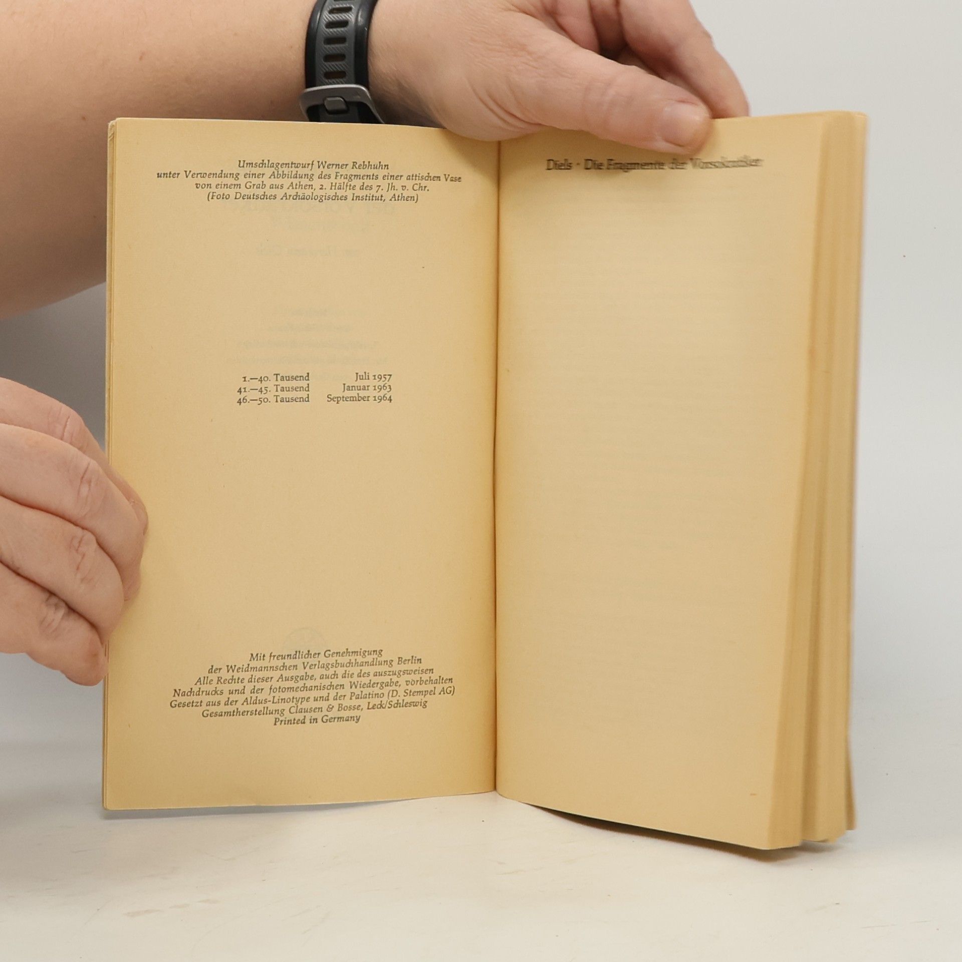 Hermann Diels Die Fragmente der Vorsokratiker