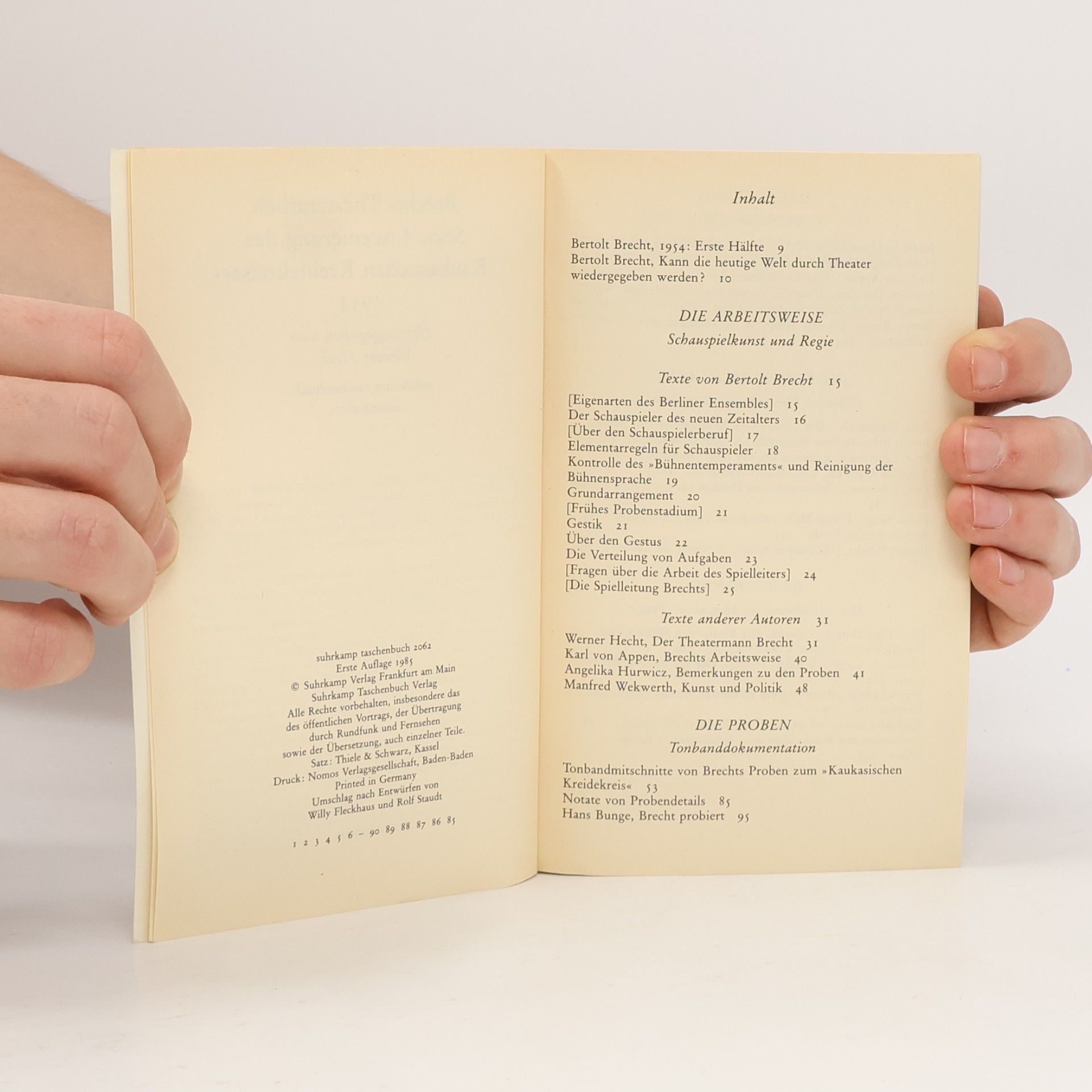 Werner Hecht Suhrkamp Taschenbuch Materialien - 2062: Brechts Theaterarbeit, seine Inszenierung des "Kaukasischen Kreidekreises" 1954