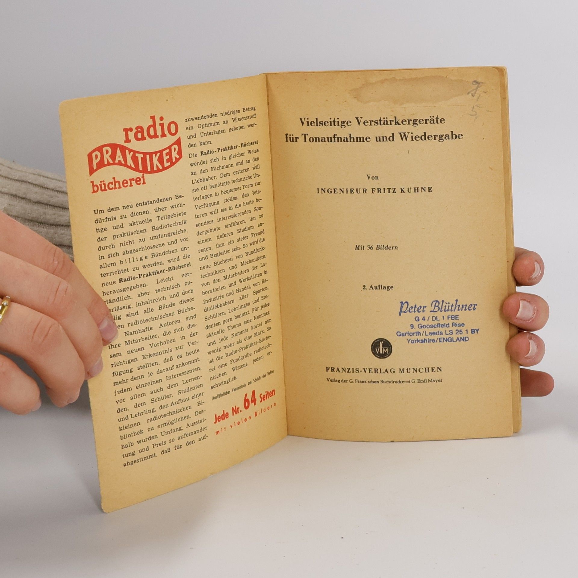 Fritz Kühne Radio praktiker 8. Vielseitige Verstärkergeräte für Tonaufnahme und Wiedergabe