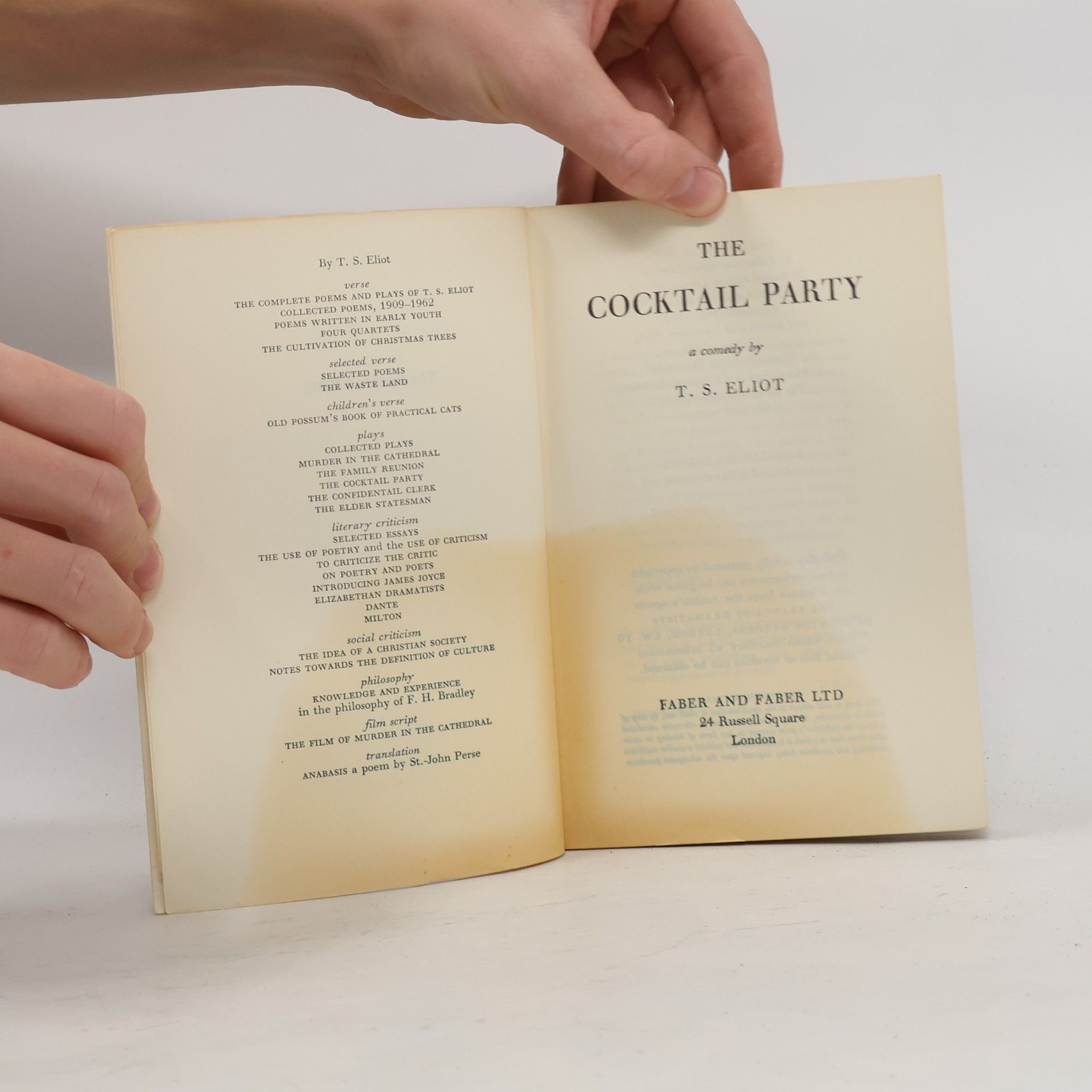 Thomas Stearns Eliot The Cocktail Party