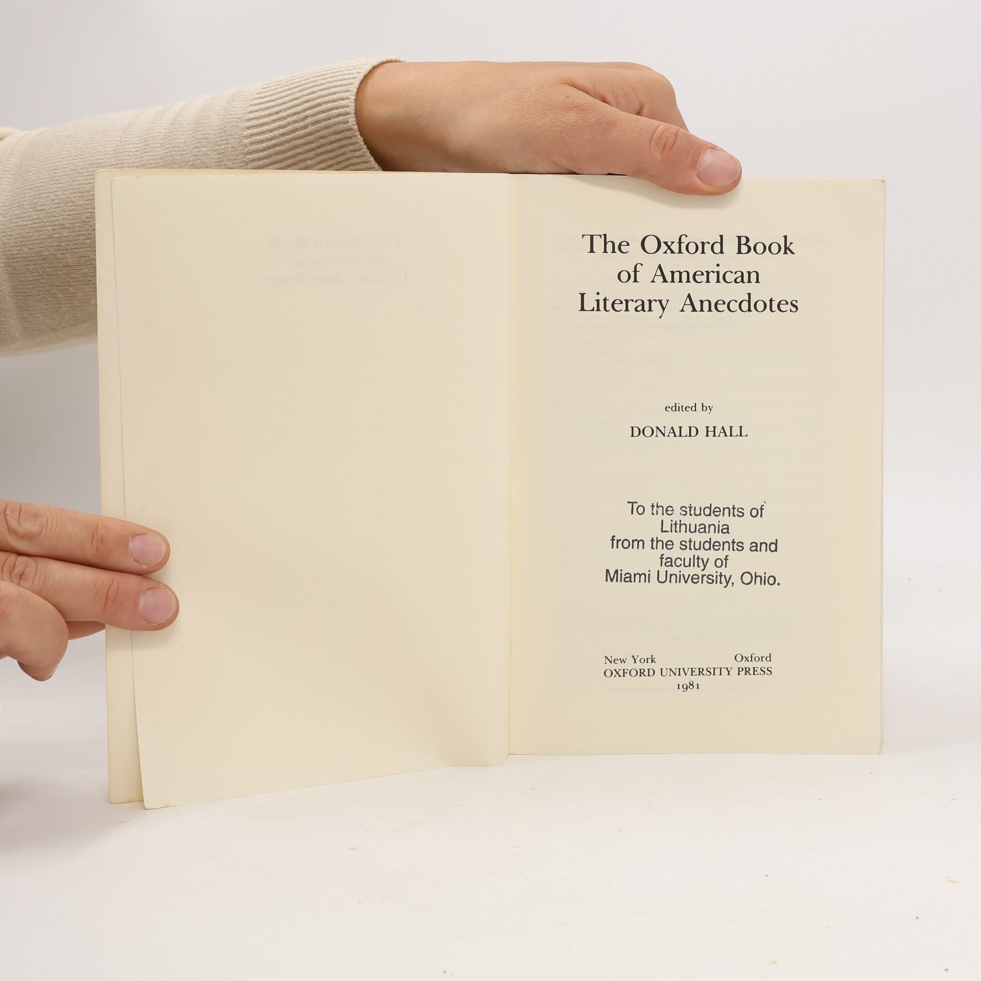 Donald Hall The Oxford Book of American Literary Anecdotes