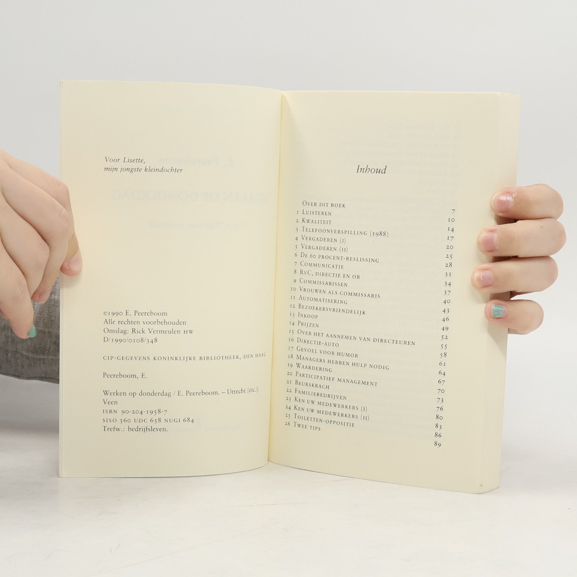 E. Peereboom Basisbibliotheek voor de manager: Werken op donderdag