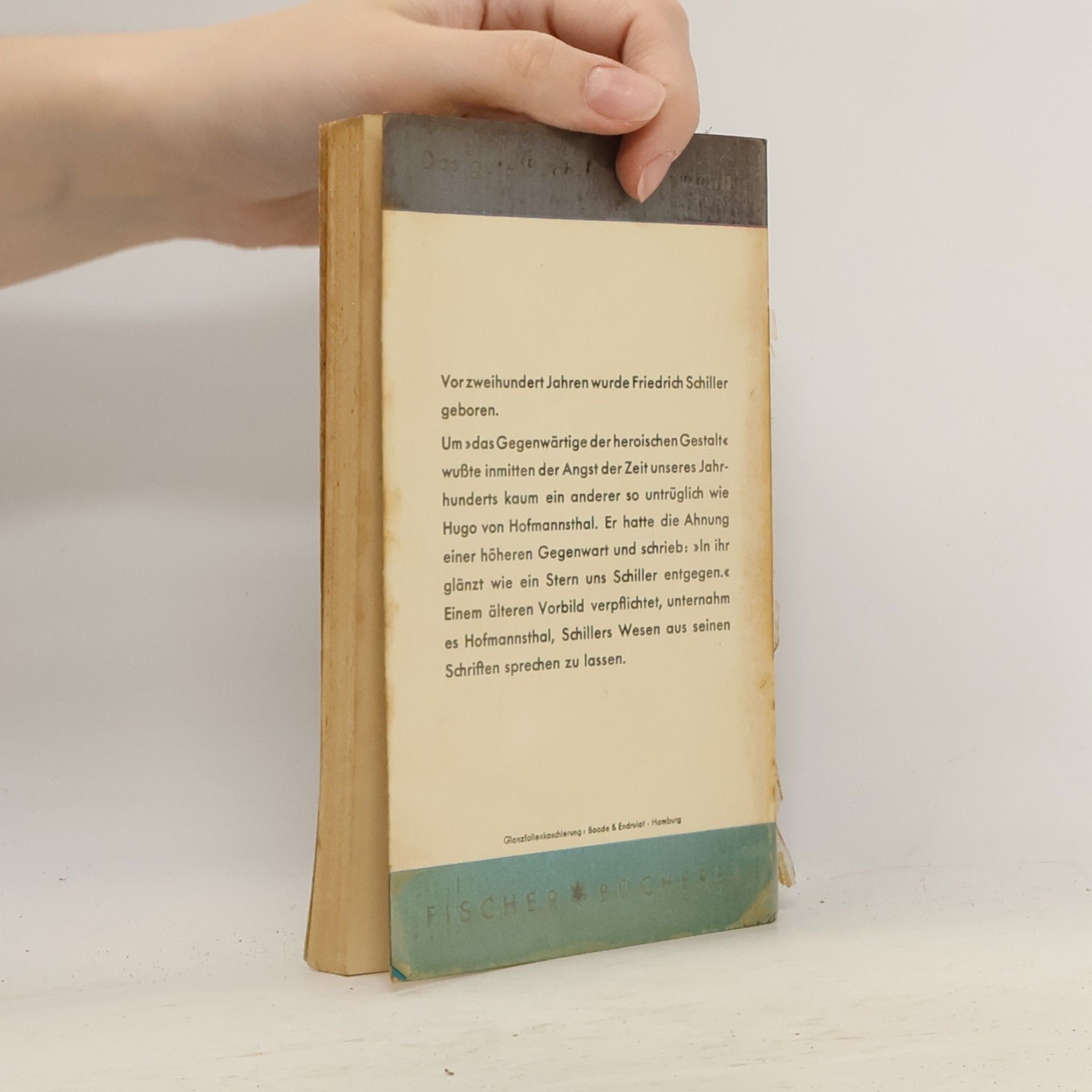 Hugo von Hofmannsthal Schillers Selbstcharakterisk