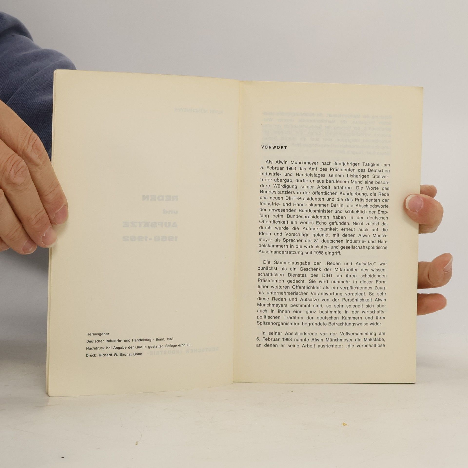 Alwin Münchmeyer Reden und Aufsätze 1958-1962