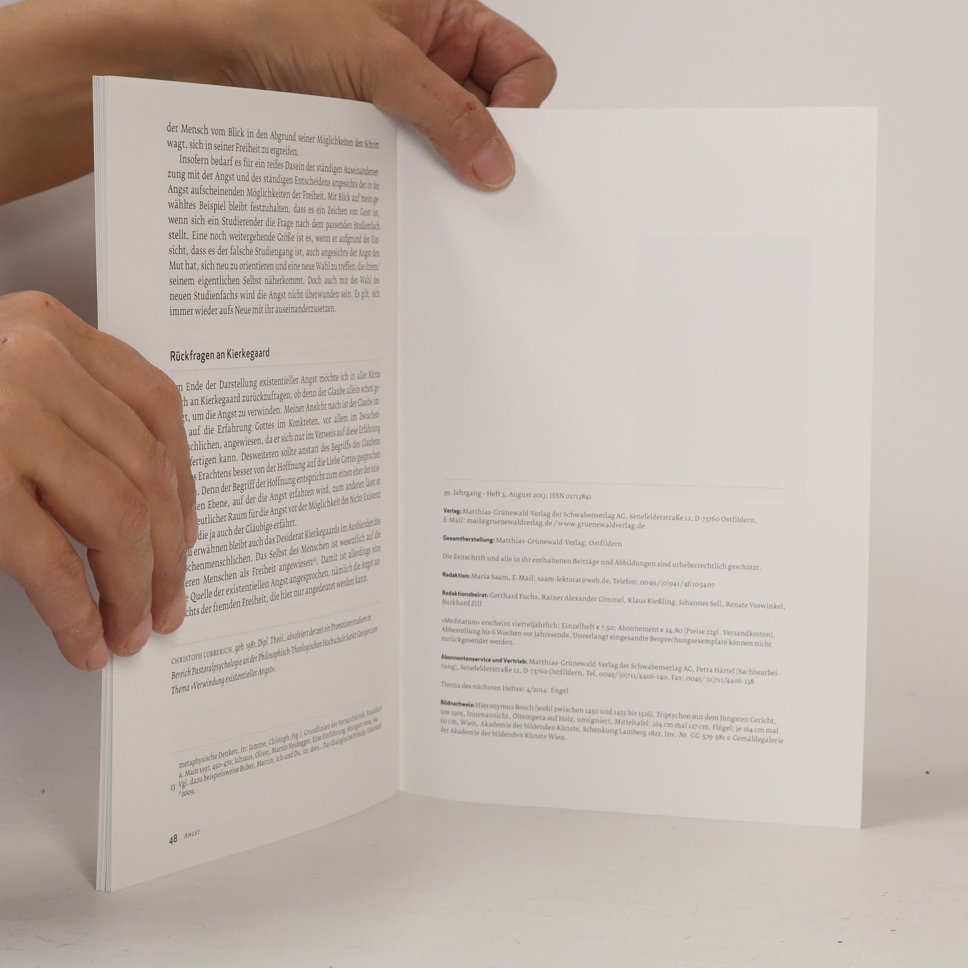 Christoph Lubberich Meditation. Zeitschrift