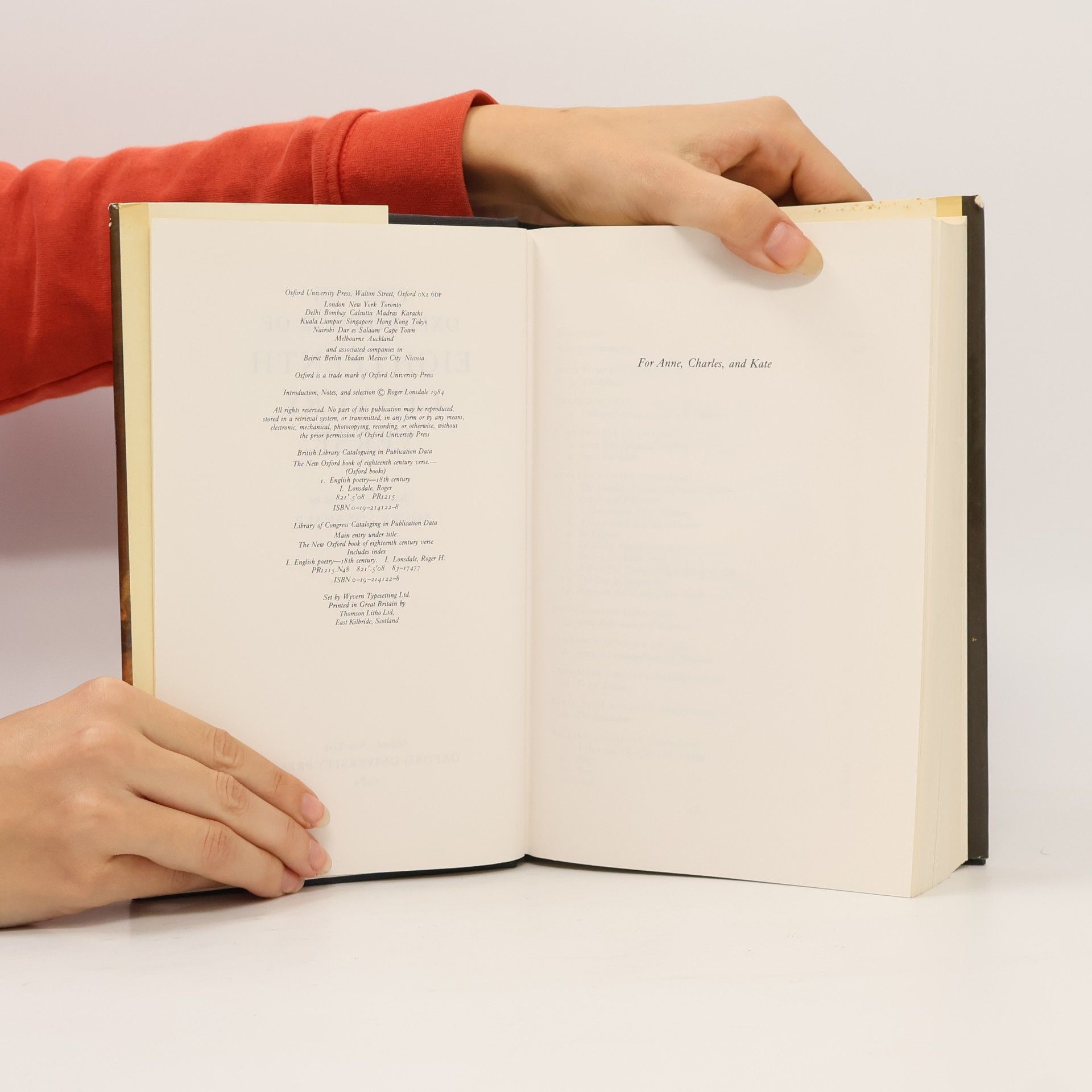 Roger Lonsdale The New Oxford Book of Eighteenth Century Verse