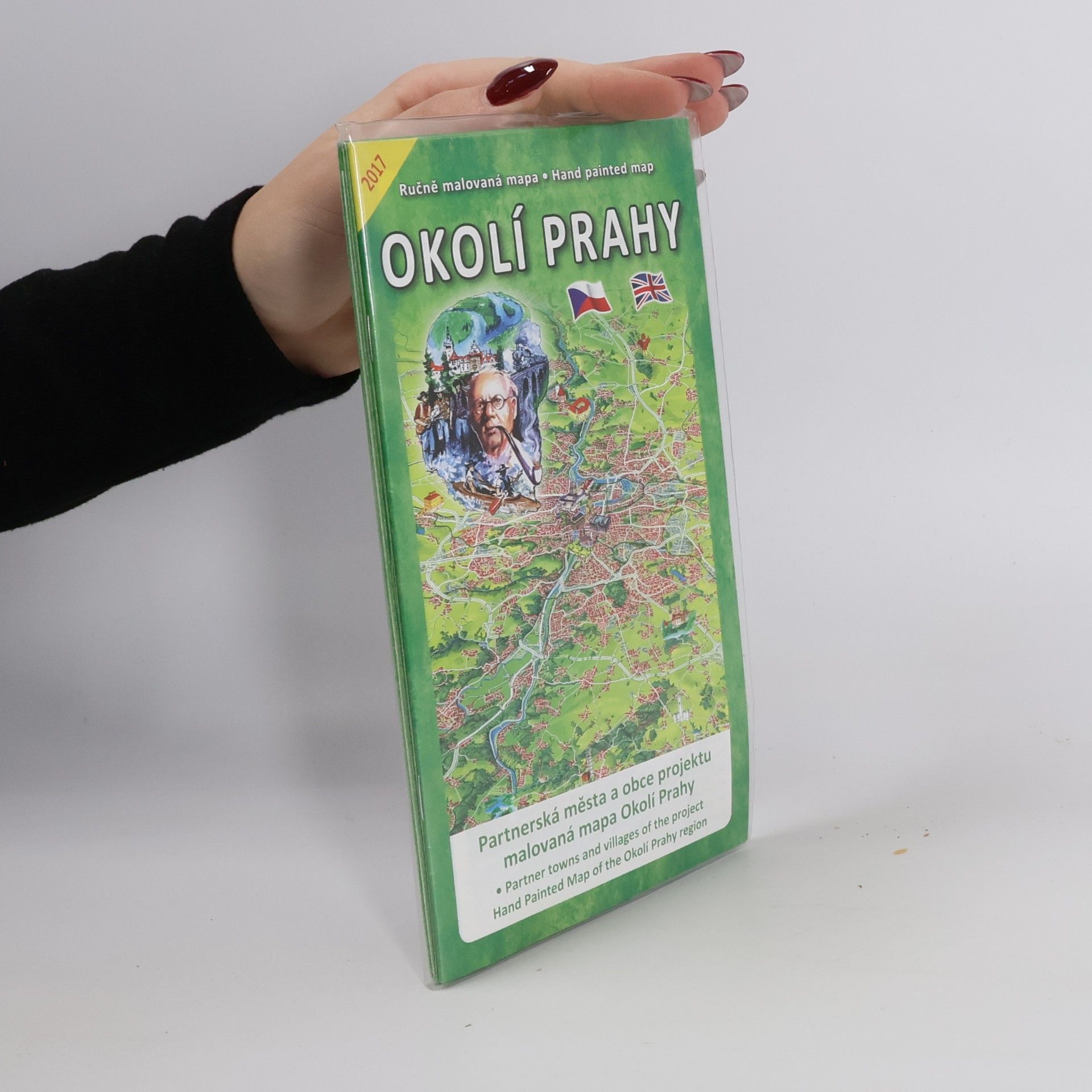 Ručně malovaná mapa Okolí Prahy = Hand painted map Okolí Prahy