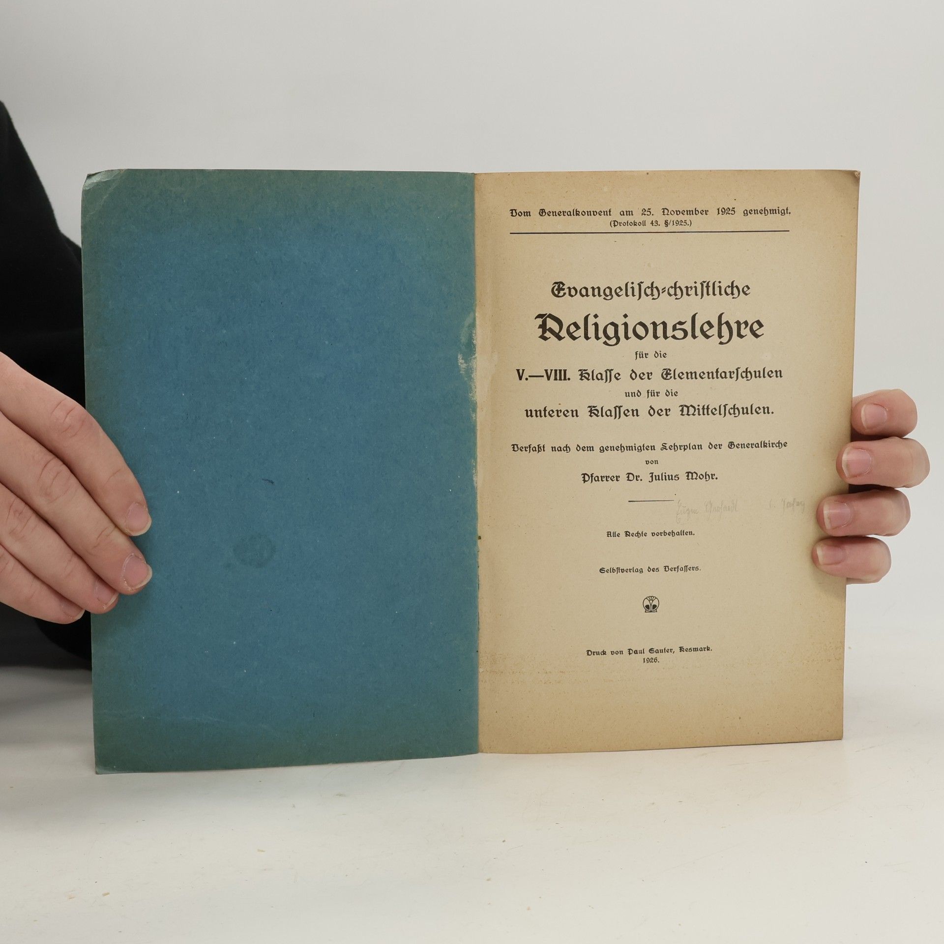 Pfarrer Dr. Julius Mohr Kirchengeschichte und evangelisch-christliche Religionslehre