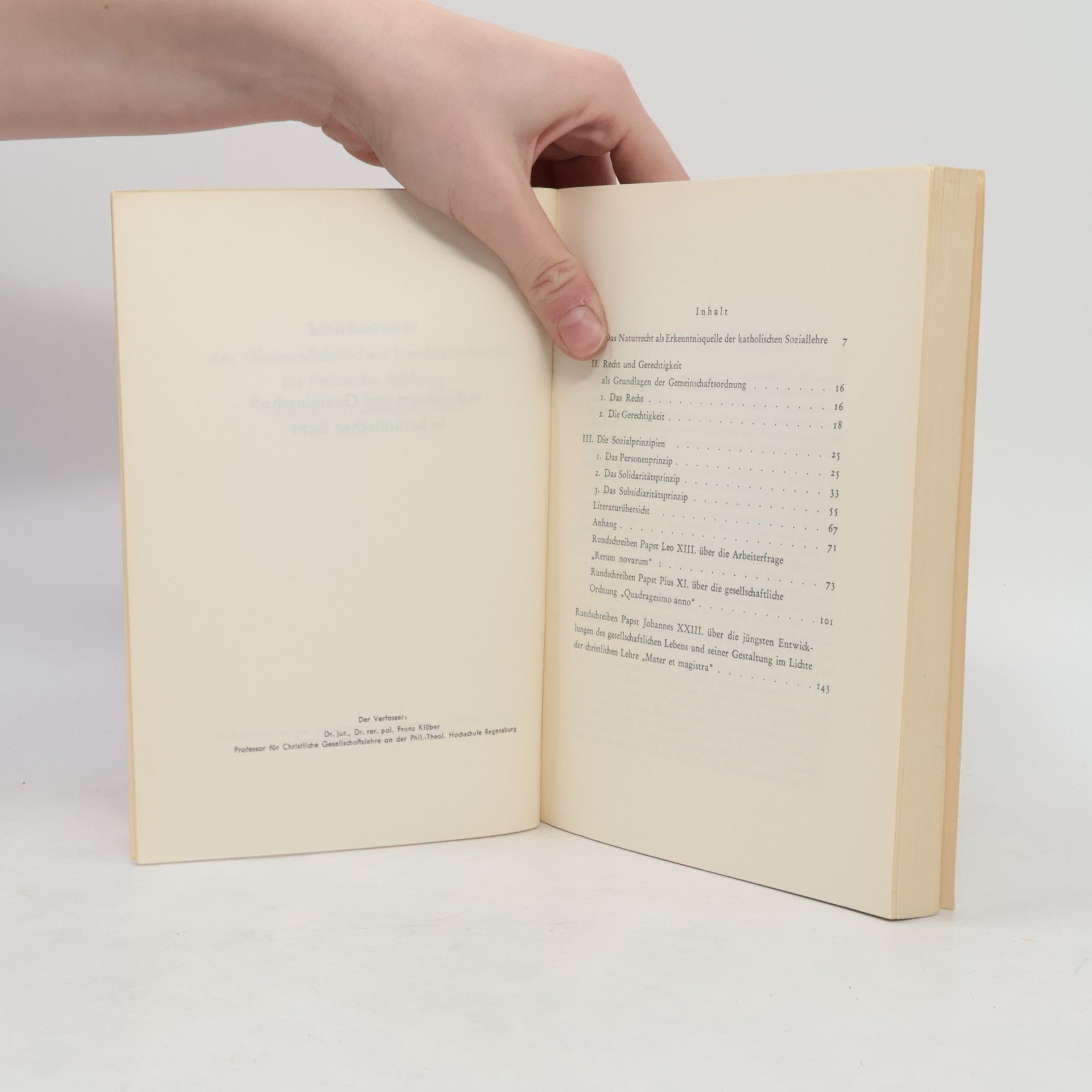 Franz Klüber Individuum und Gemeinschaft in katholischer Sicht