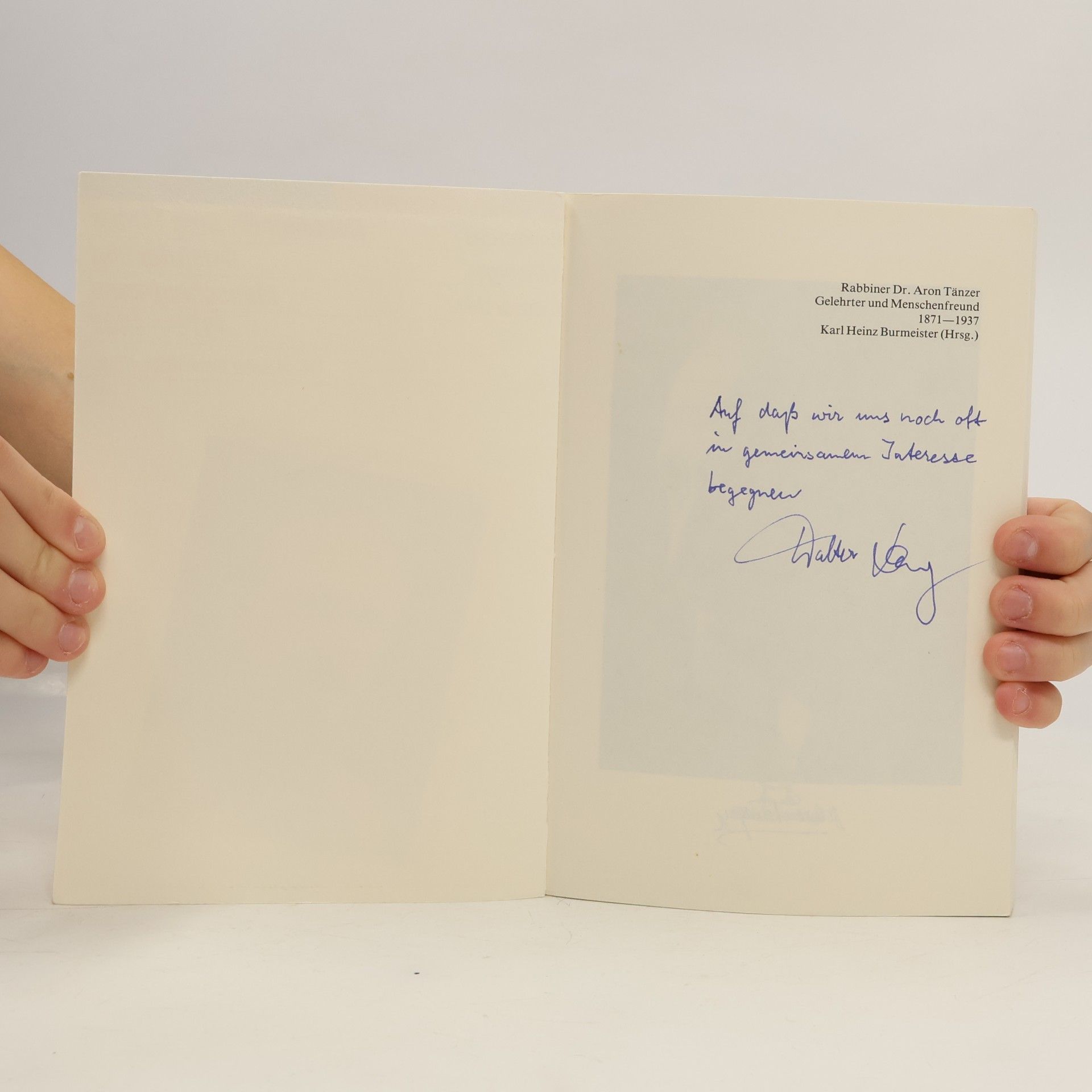 Karl Heinz Burmeister Rabbiner Dr. Aron Tänzer