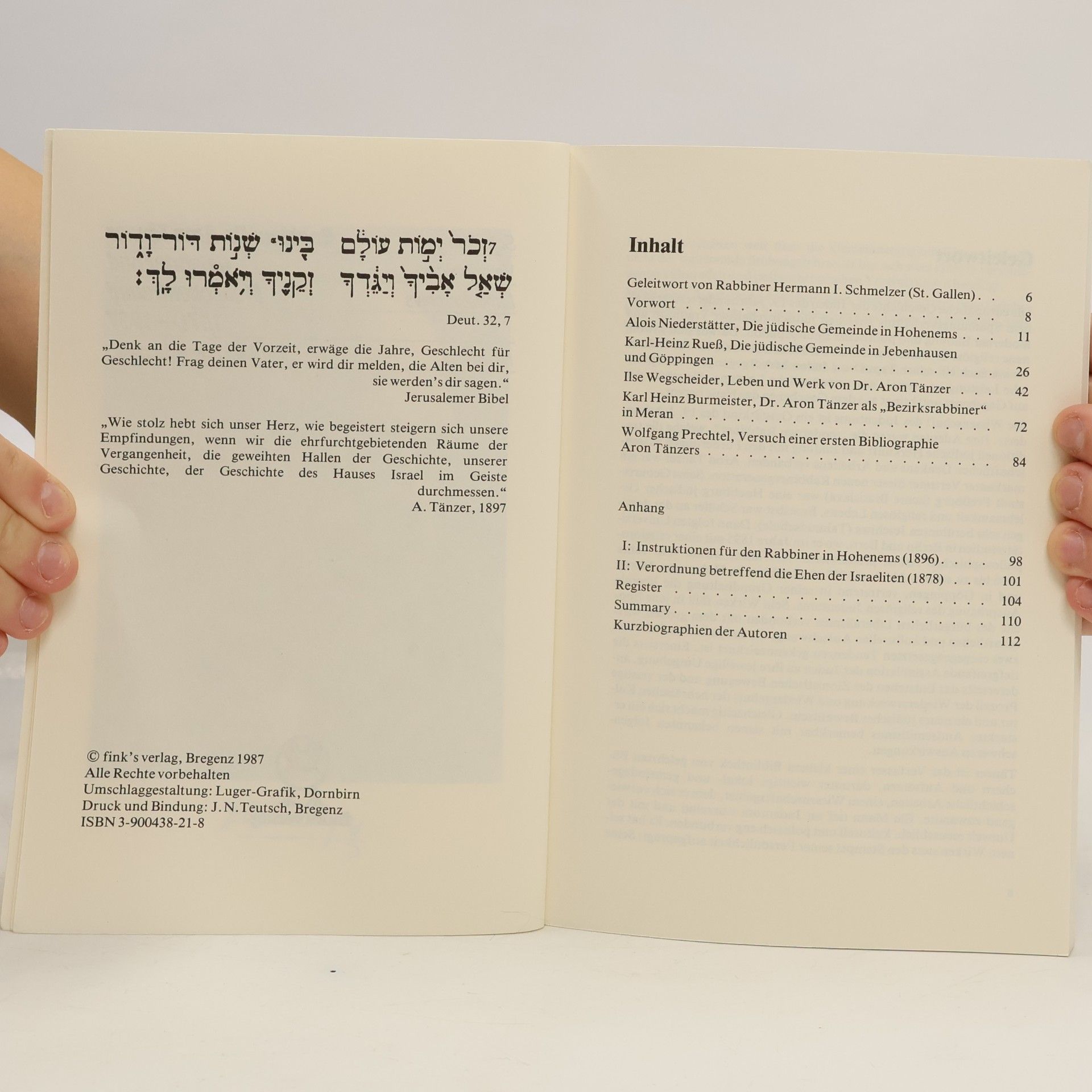 Karl Heinz Burmeister Rabbiner Dr. Aron Tänzer