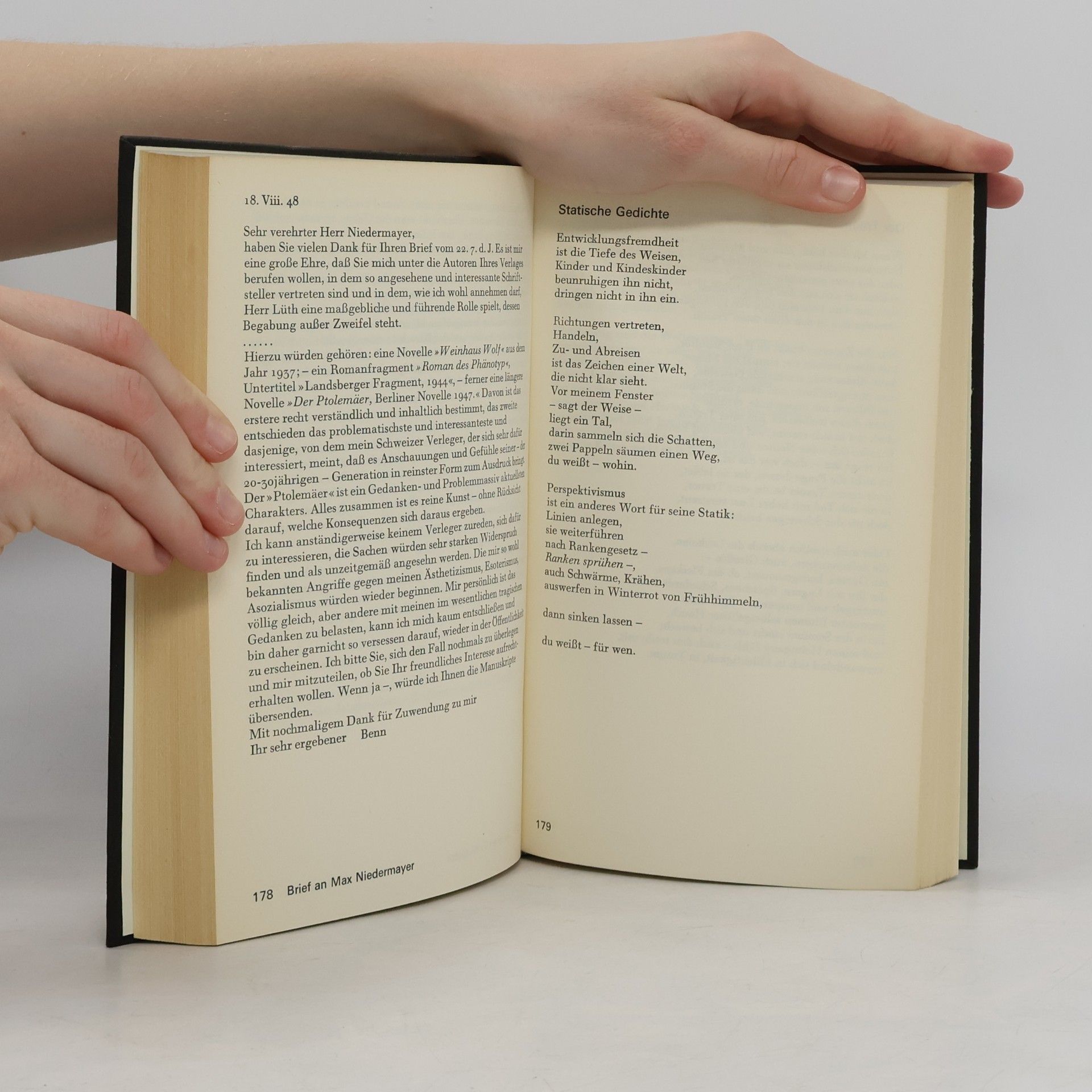 Gottfried Benn Lyrik und Prosa, Briefe und Dokumente