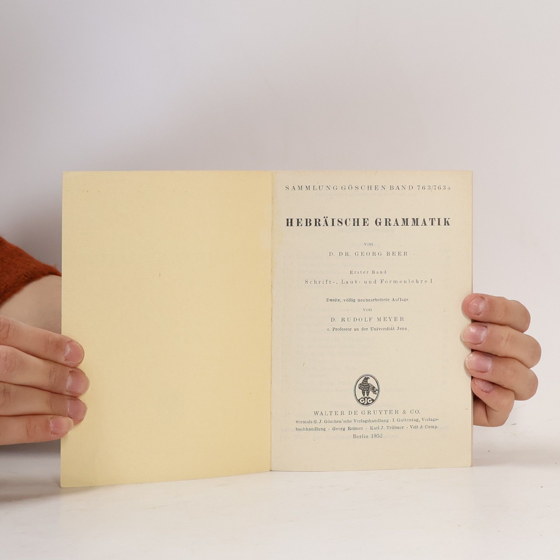 Georg Beer Hebraische Grammatik I.