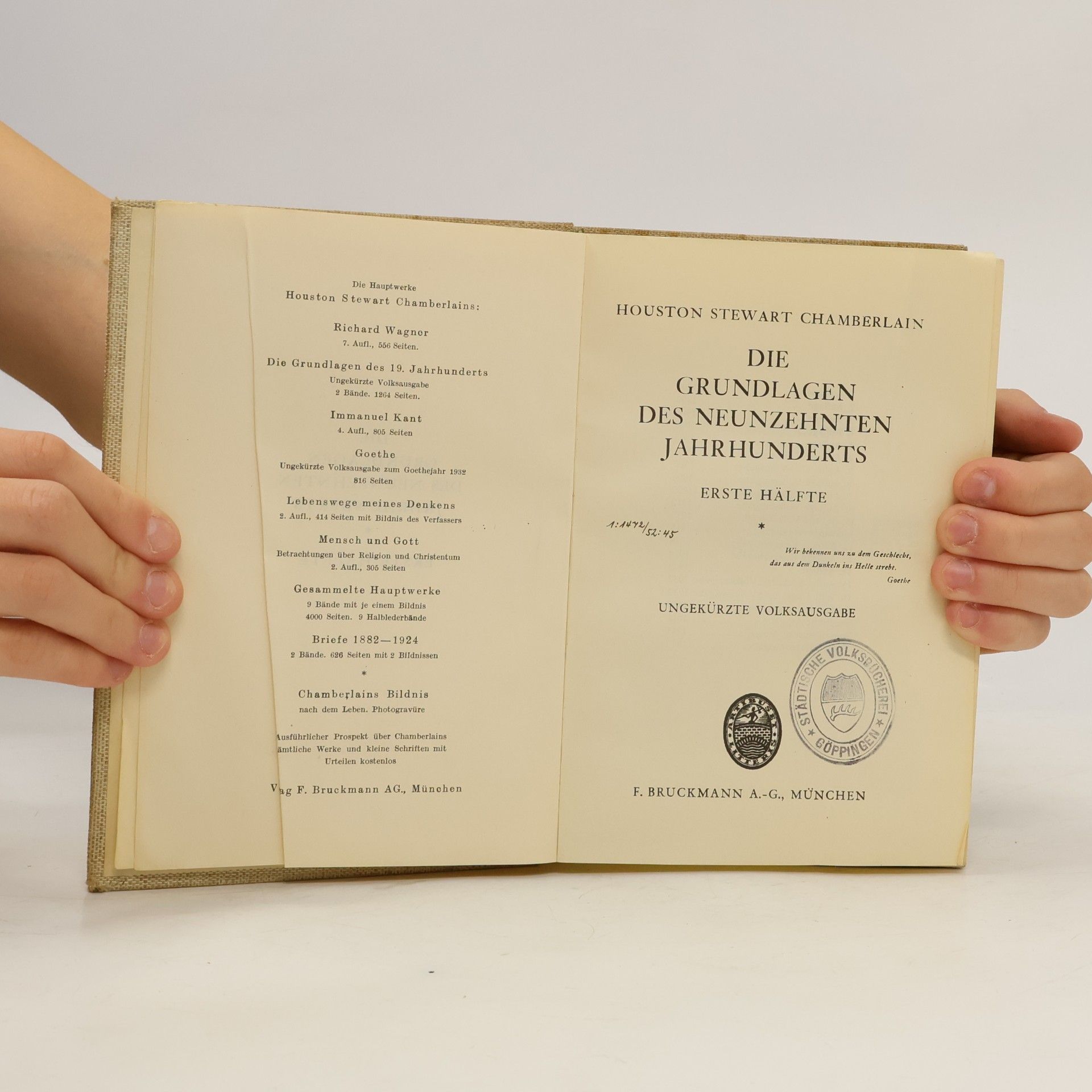 Houston Stewart Chamberlain Die Grundlagen des neunzehnten Jahrhunderts I.
