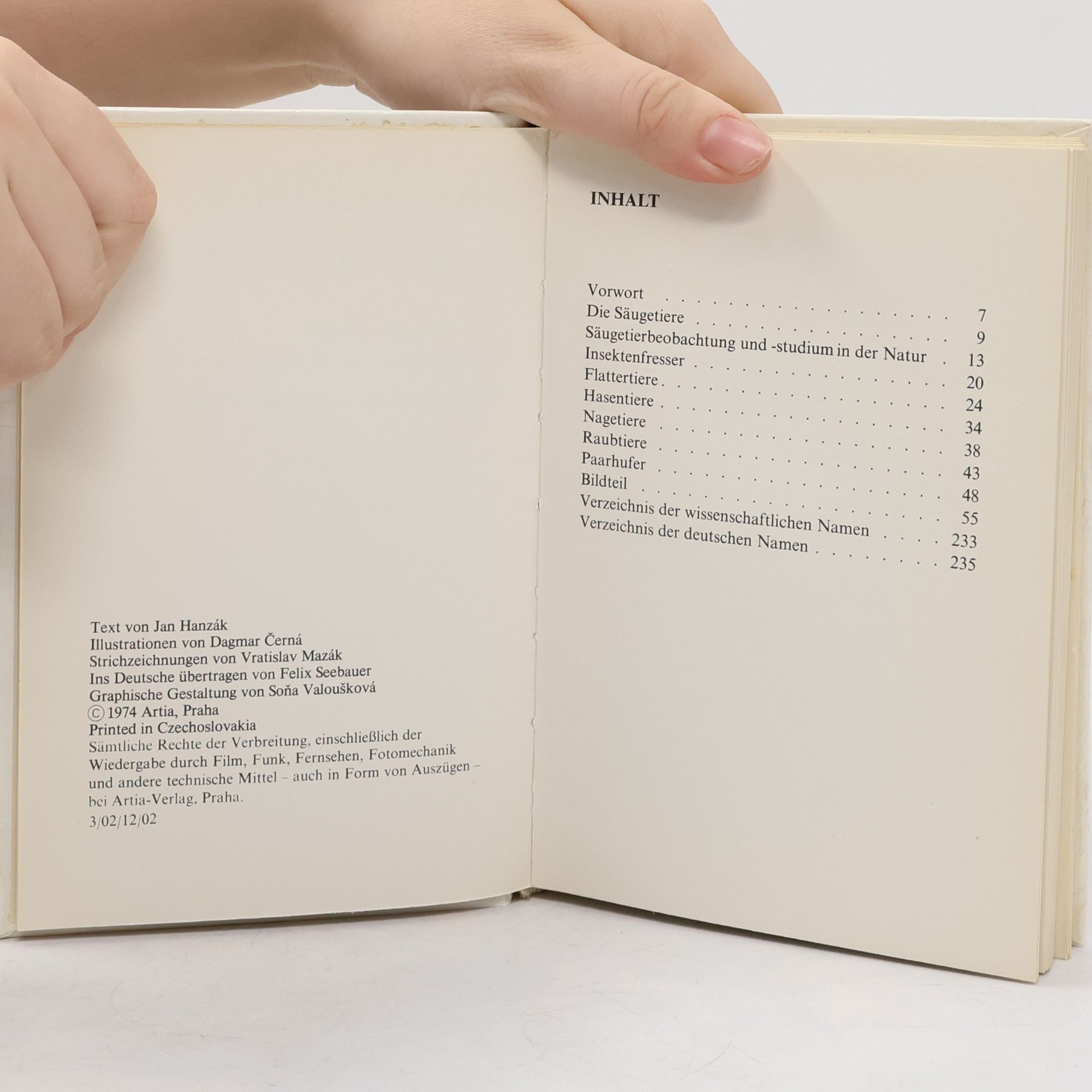 Jan Hanzák Taschenatlas der Säugetiere