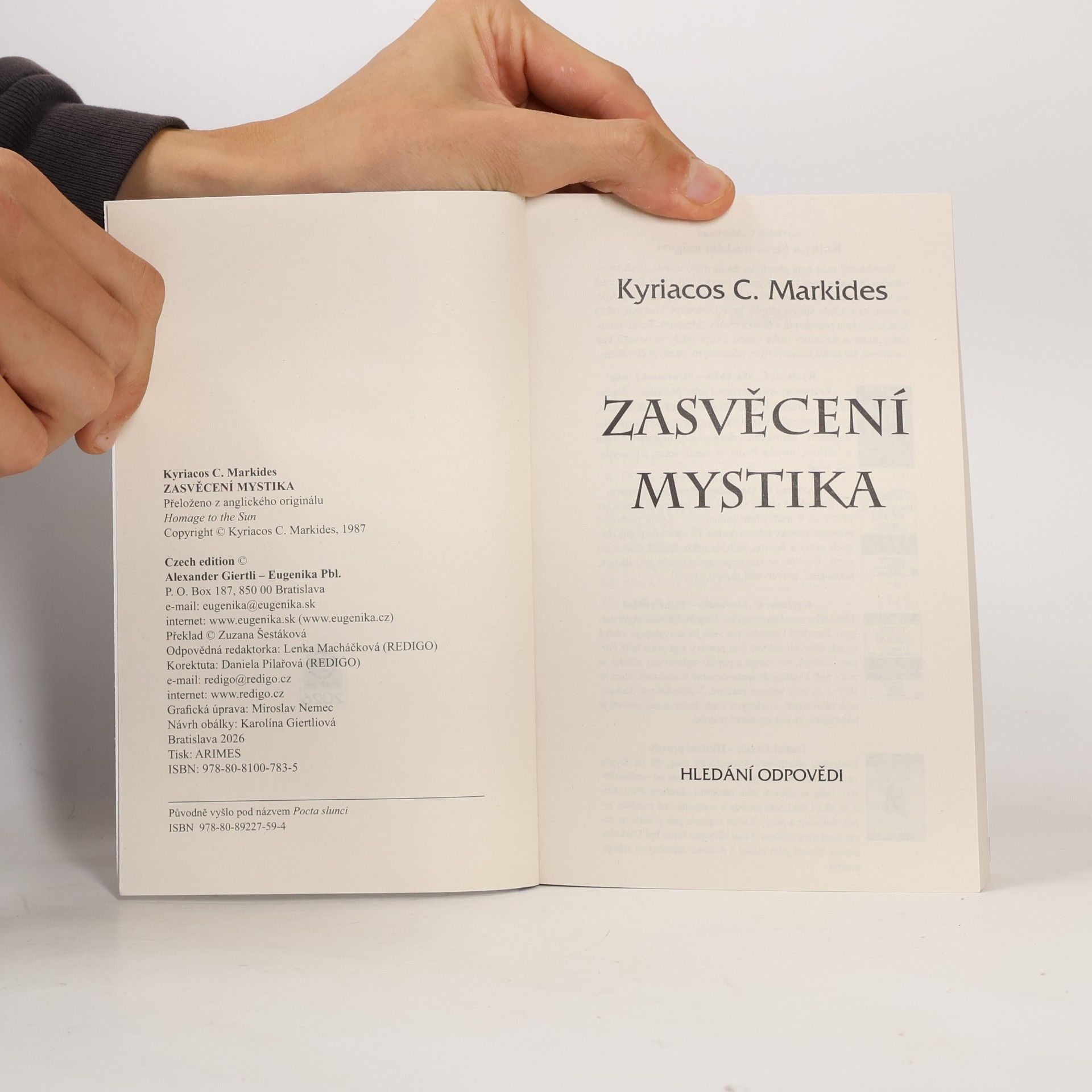 Markides Kyriacos C. Zasvěcení mystika Hledání odpovědí