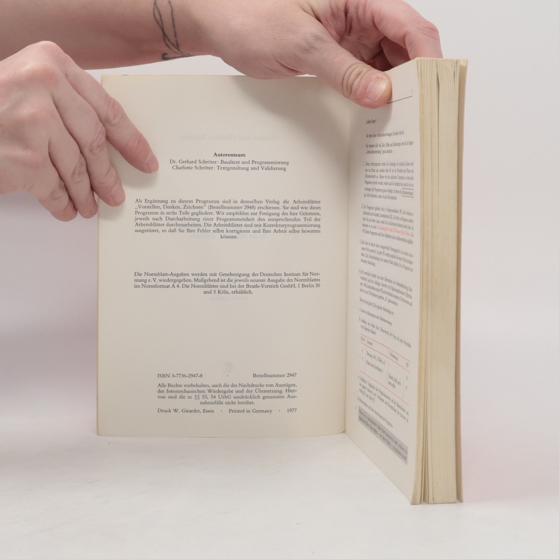 Gerhard Schröter Lesen, Verstehen, Vorstellen