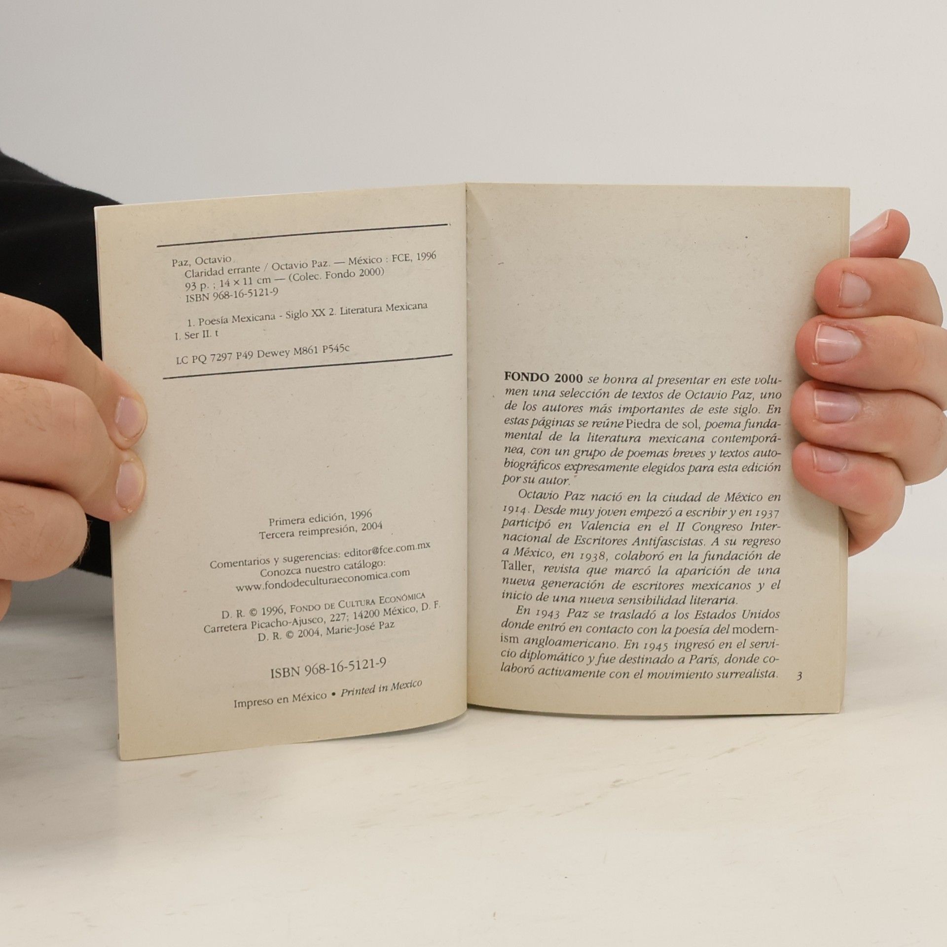 Octavio Paz Fondo 2000 Series: Claridad Errante