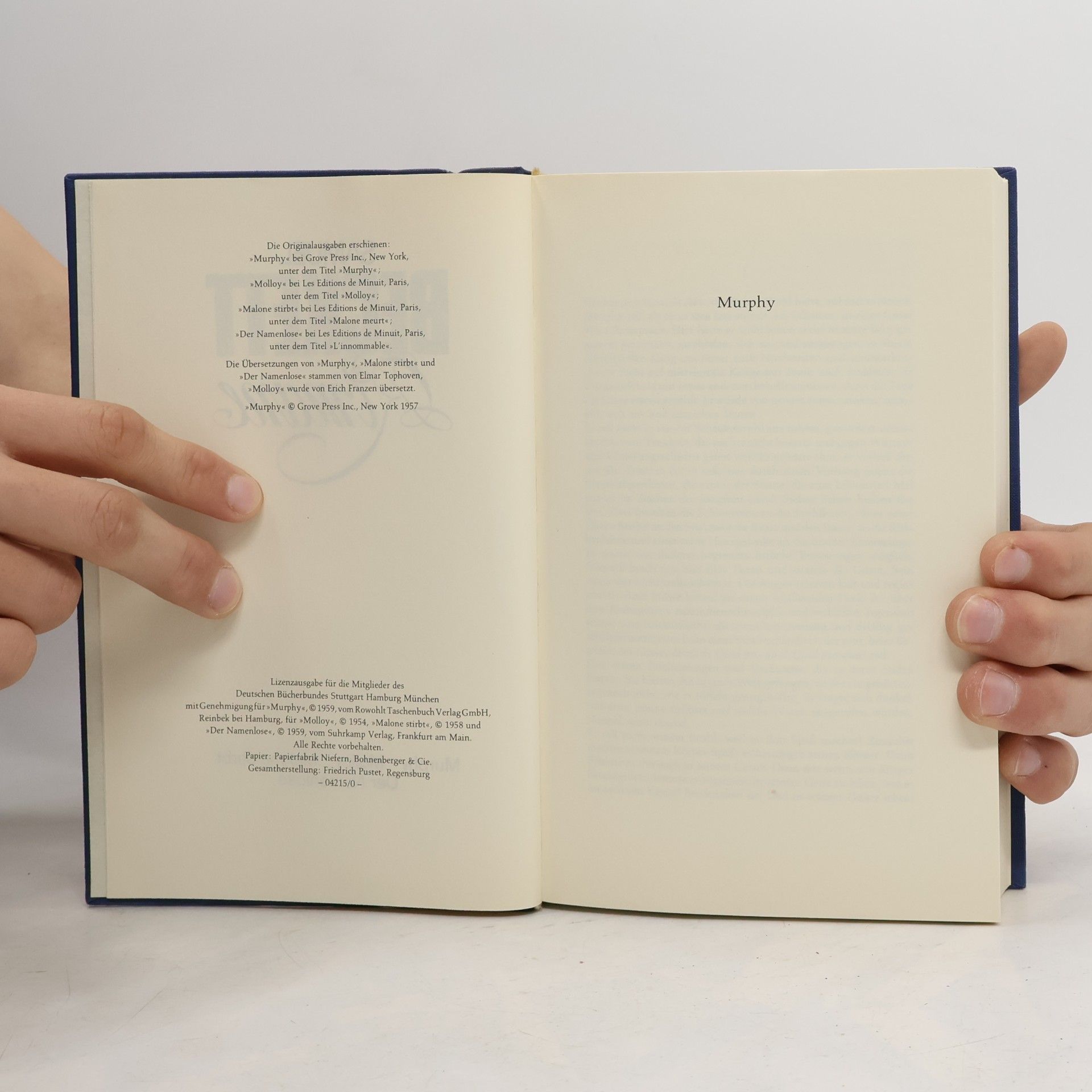 Samuel Beckett Samuel Beckett Romane. Murphy. Molloy. Malone stirbt. Der Namenlose