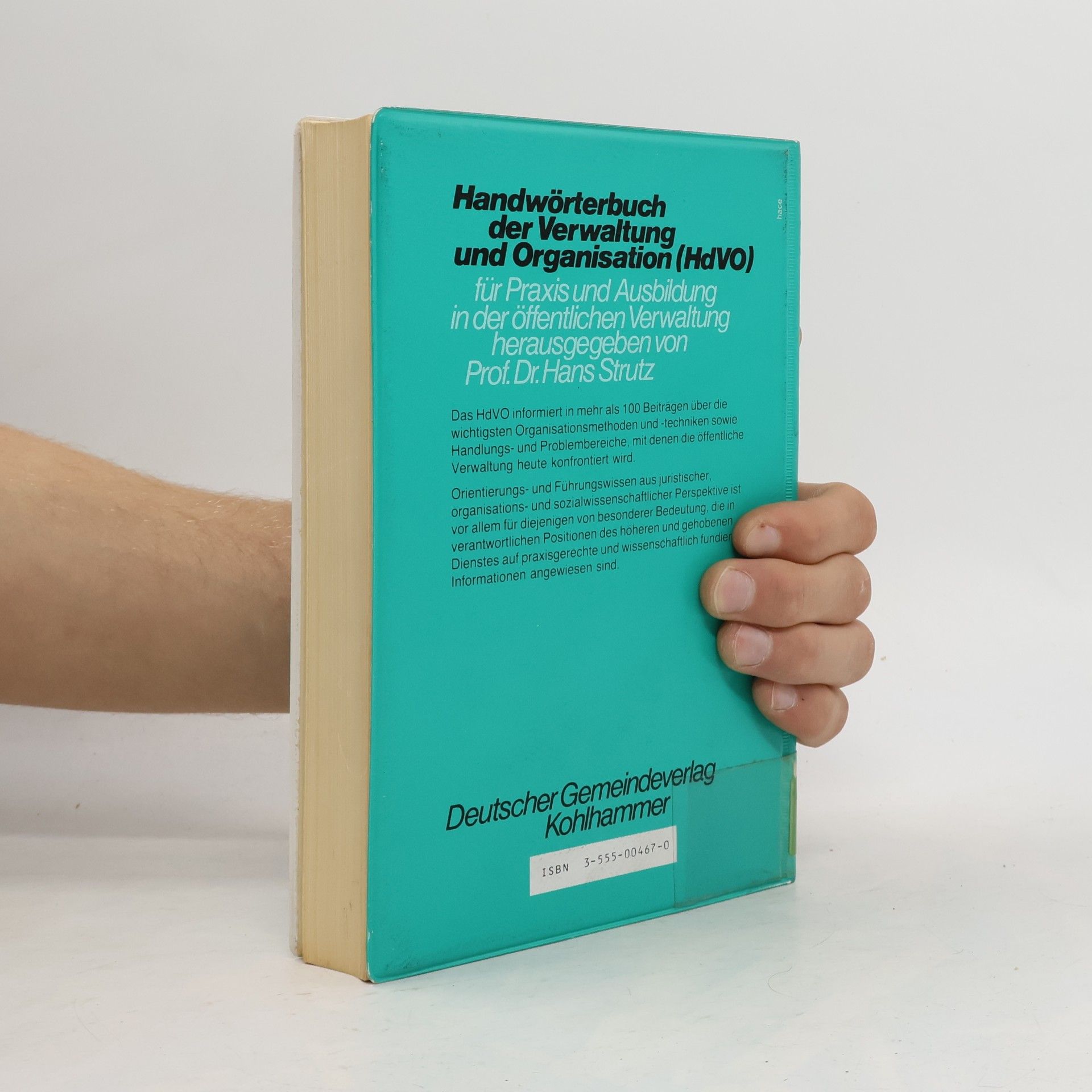 Prof. Dr. Hans Strutz Handwörterbuch der Verwaltung und Organisation