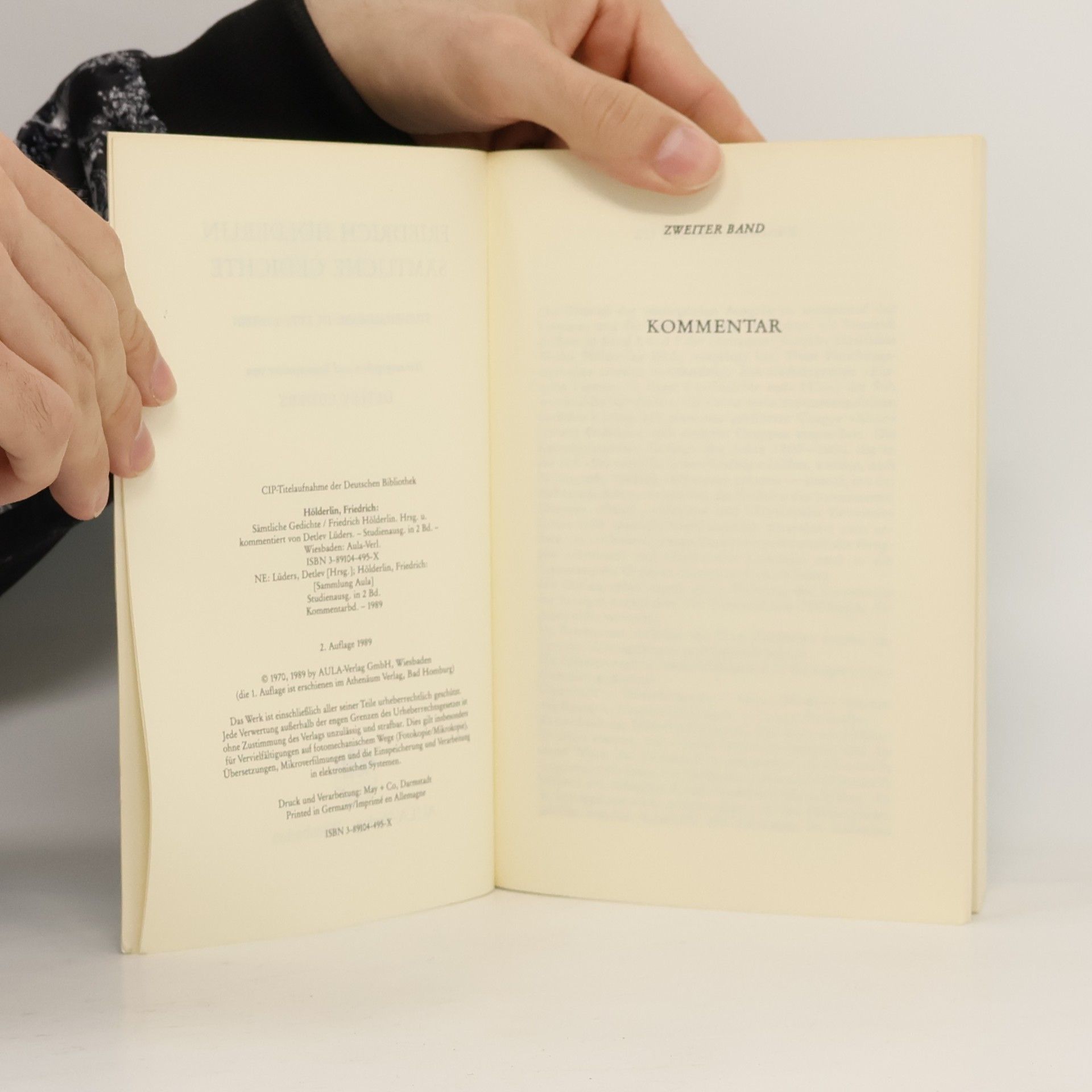 Friedrich Hölderlin Sammlung Aula: Sämtliche Gedichte: Text- und Kommentarband