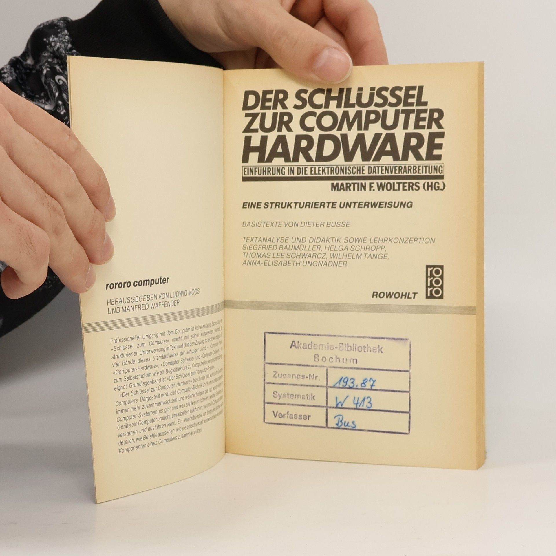 Martin F. Wolters Der Schlüssel zur Computer-Hardware