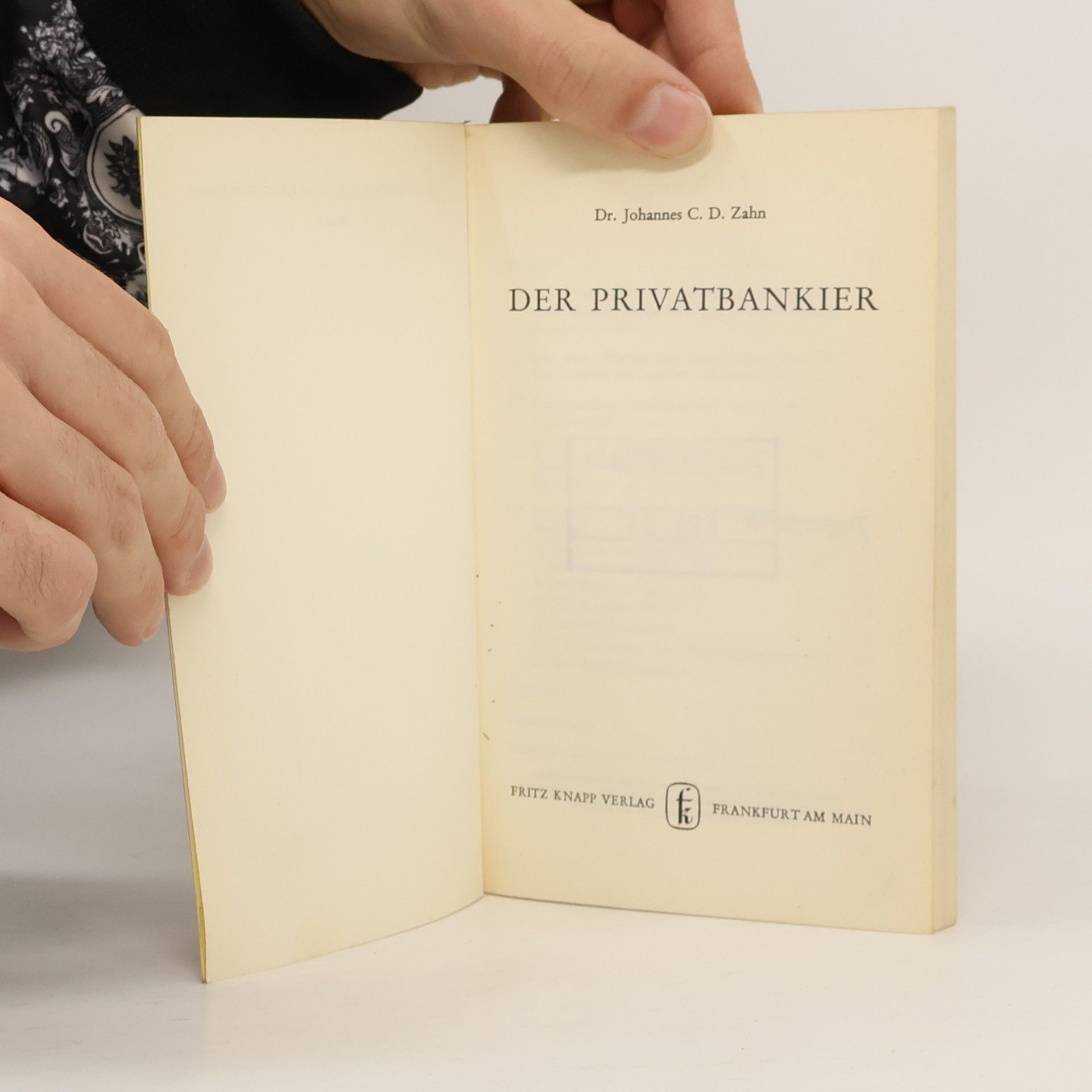 Johannes C. D. Zahn Der Privatbankier