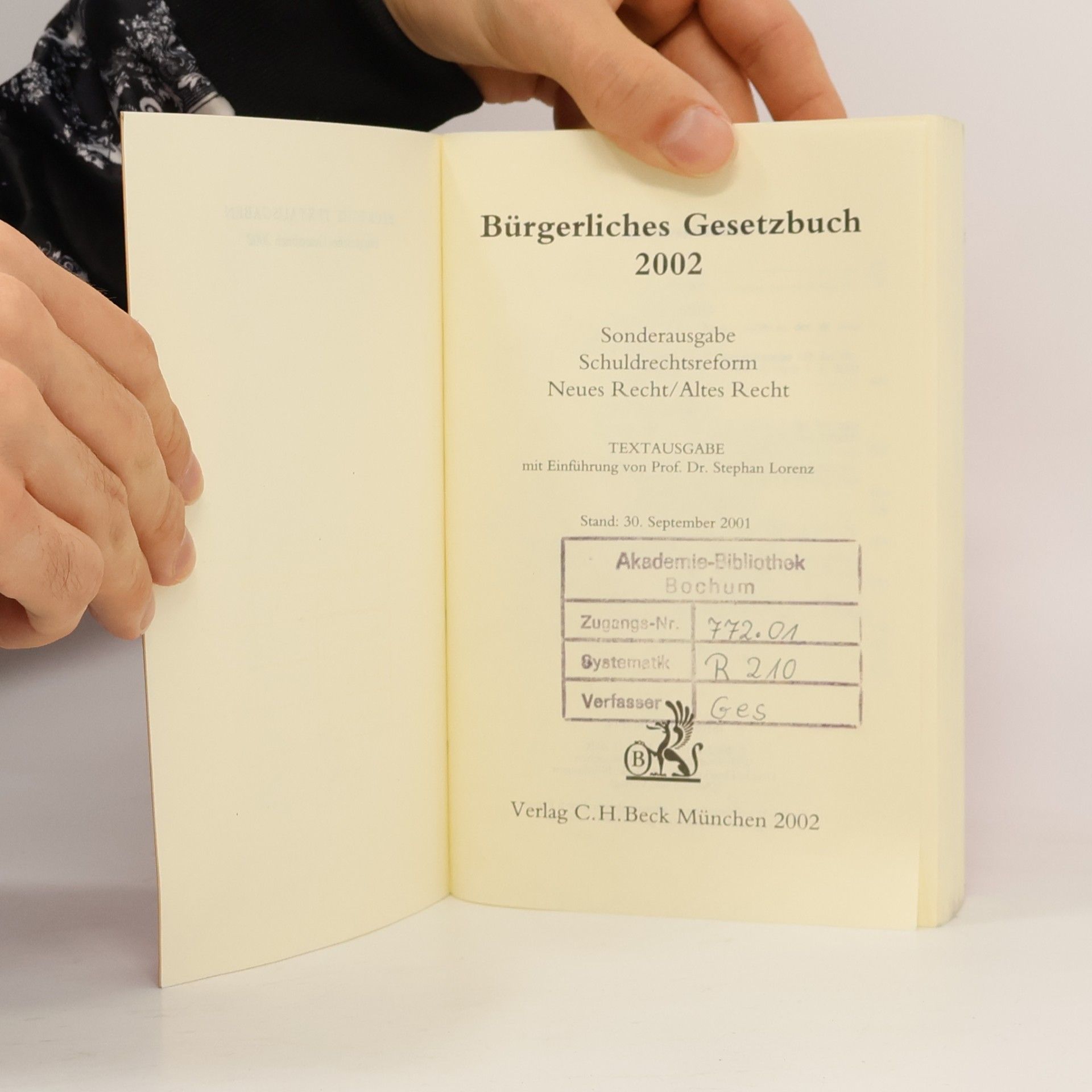 Stephan Lorenz Beck'sche Textausgaben: BGB 2002