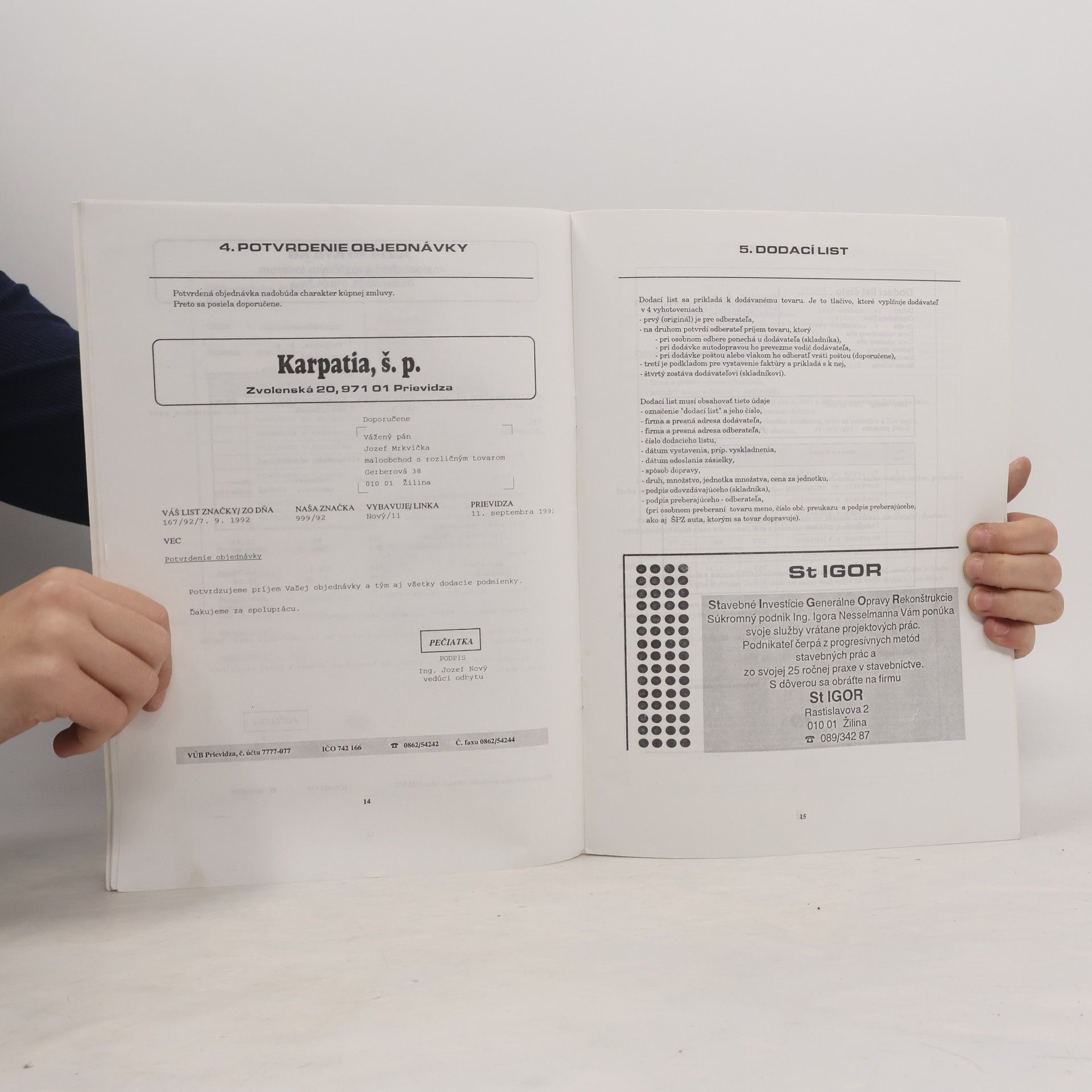 Štefan Nižňanský Hospodárska korešpondencia