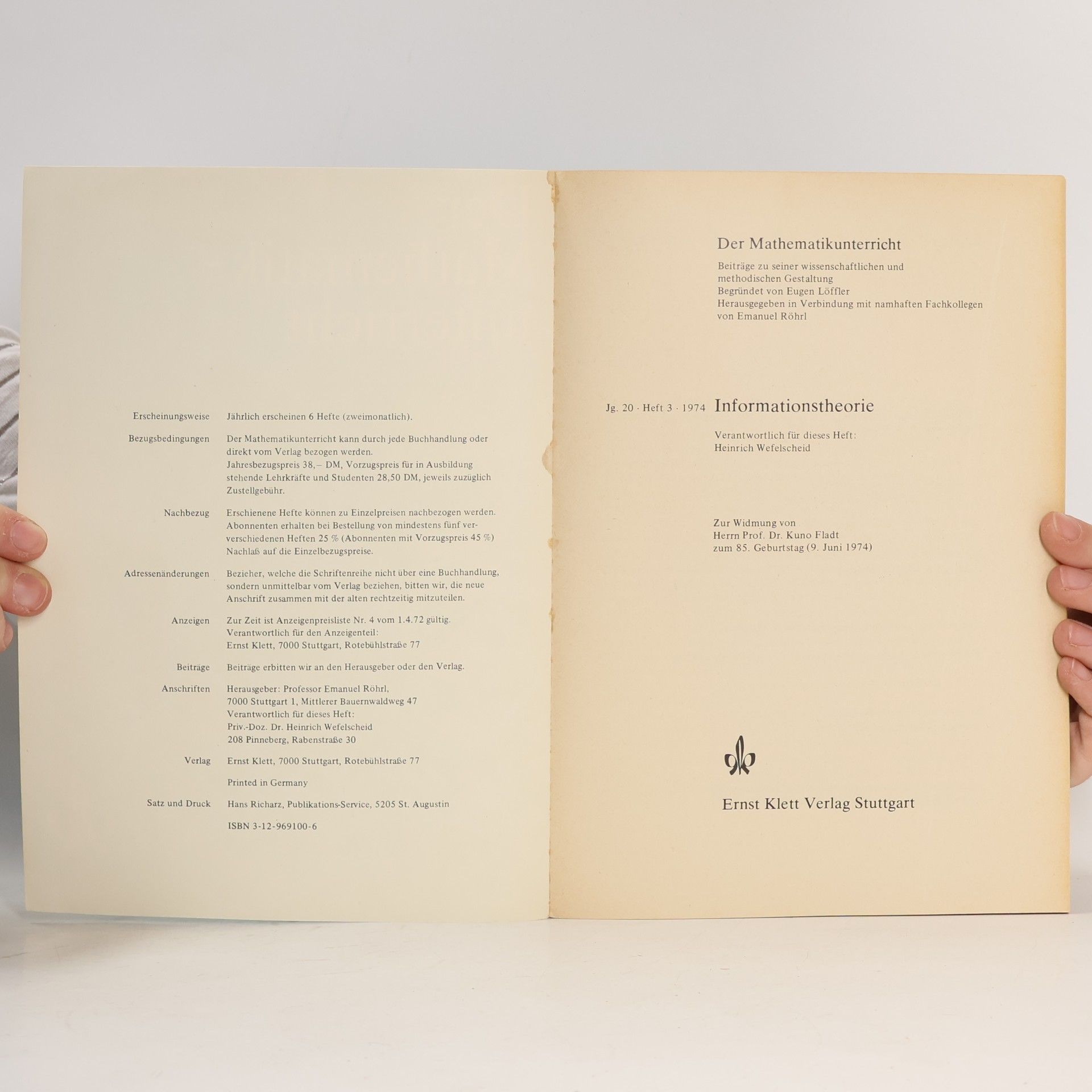 Emanuel Röhrl Informationstheorie Jahrgang 20, Heft 3