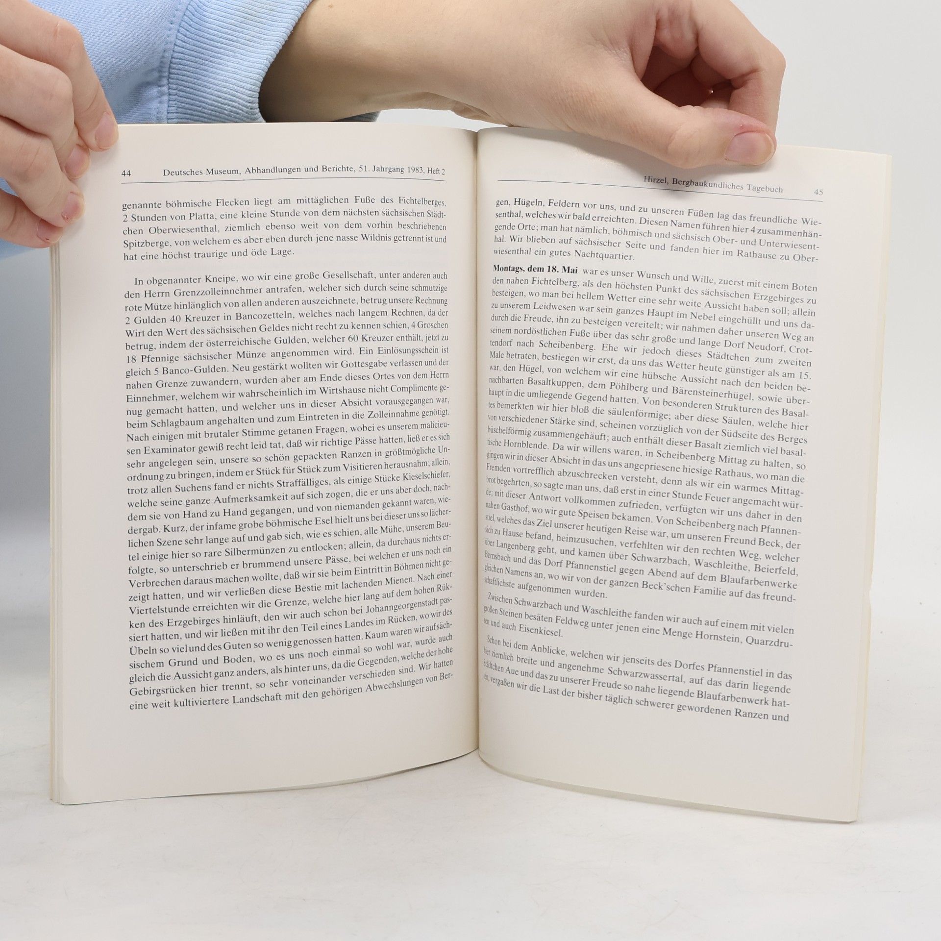 Hanns Caspar Hirzel Deutsches Museum - Abhandlungen und Berichte - 51. Jahrgang 1983 Heft 2: Bergbaukundliches Tagebuch des Schweizer Mineralogen Hanns Caspar Hirzel über eine Reise durch das Sächsische Erzgebirge, im Mai und im September 1812