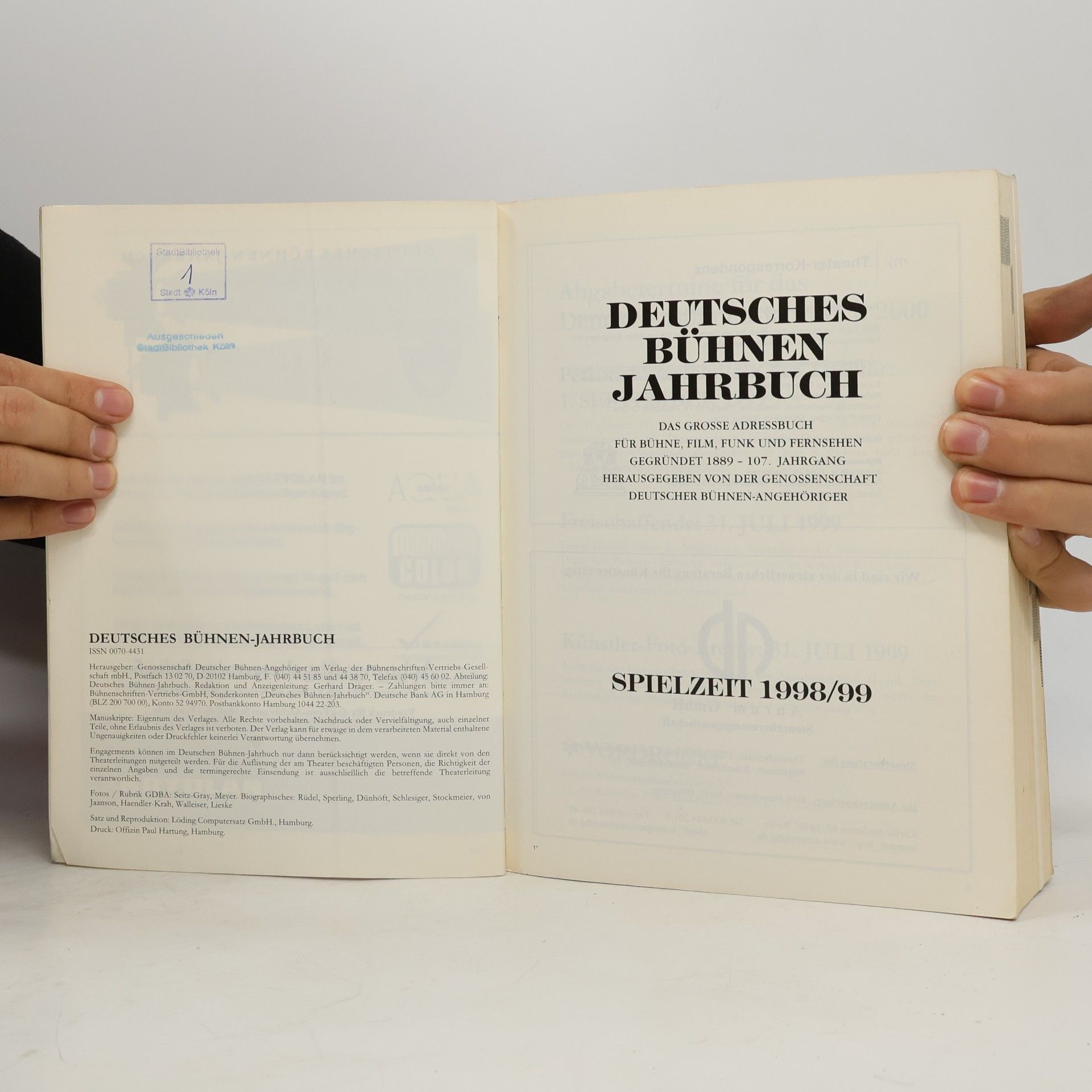 Various authors Deutsches Bühnen Jahrbuch 1999