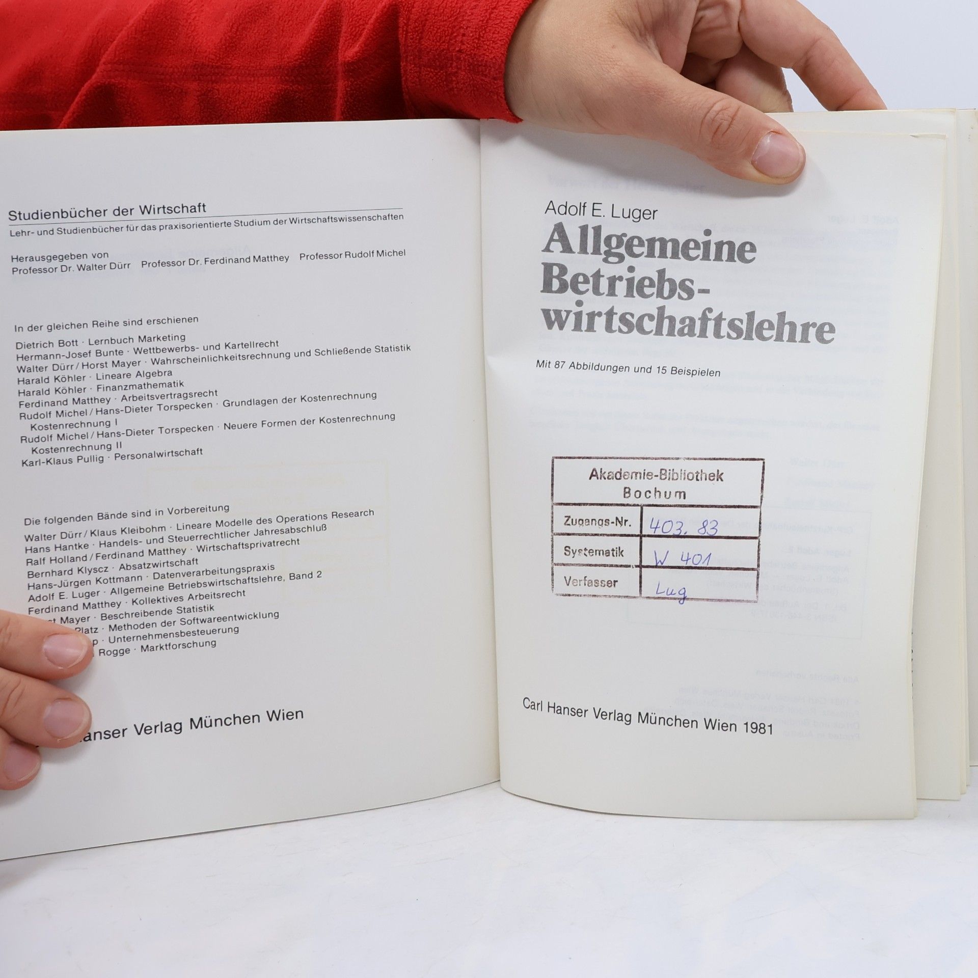 Adolf E. Luger Studienbücher der Wirtschaft - 1: Allgemeine Betriebswirtschaftslehre