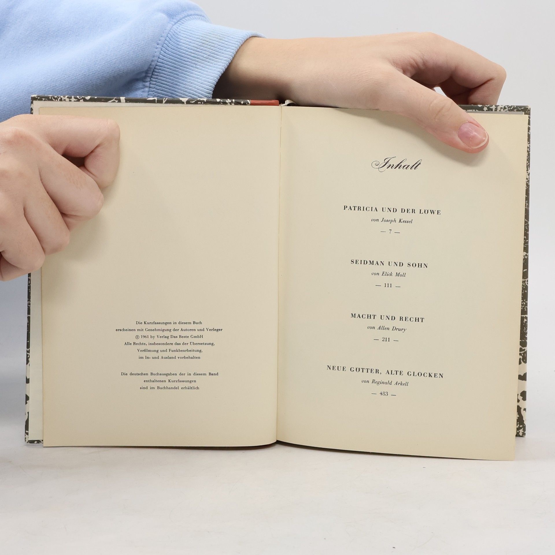 Joseph Kessel Reader's Digest Auswahlbücher: Patricia und der Lüwe / Seidman und Sohn / Macht und Recht / Neue Gütter, Alte Glocken