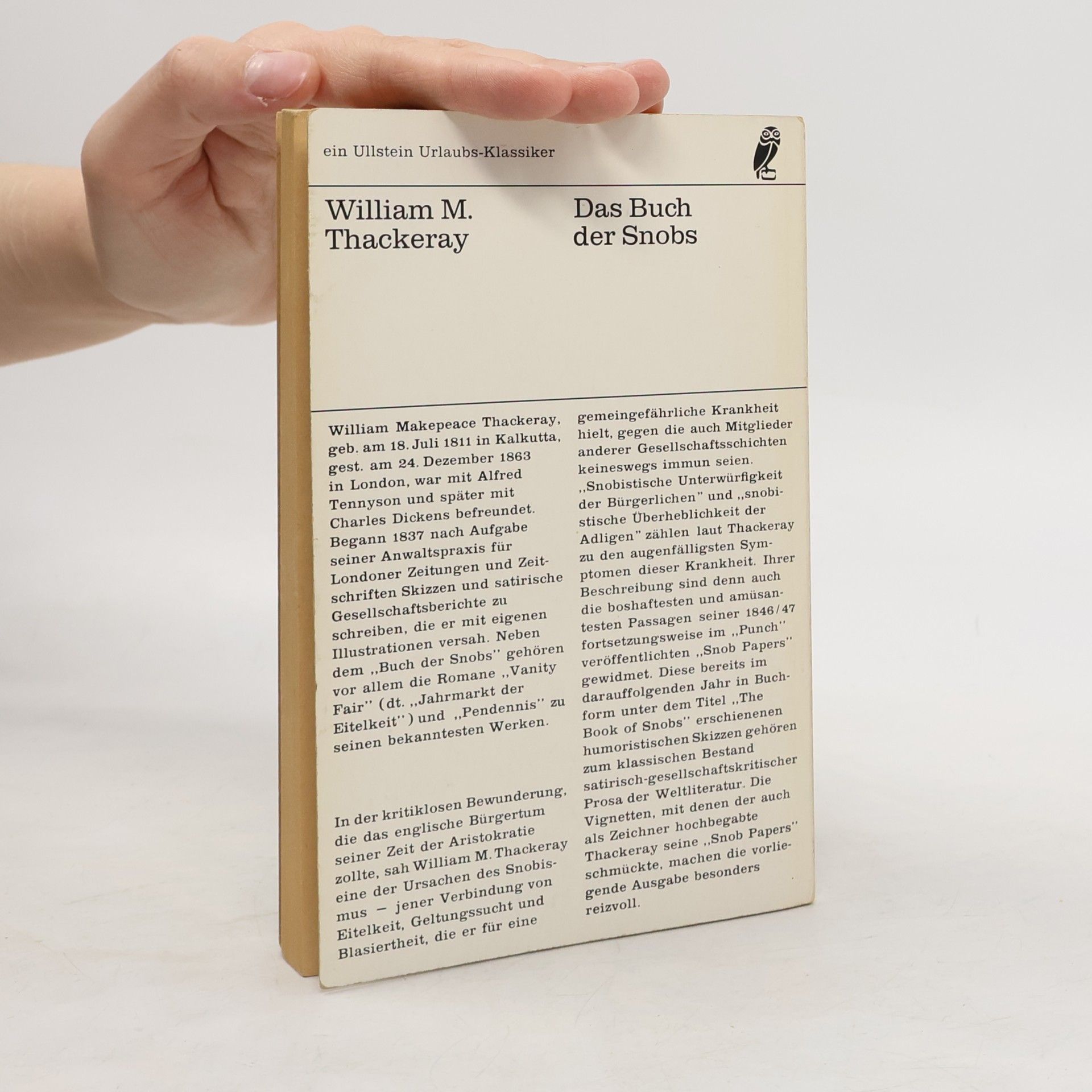 William Makepeace Thackeray Das Buch der Snobs