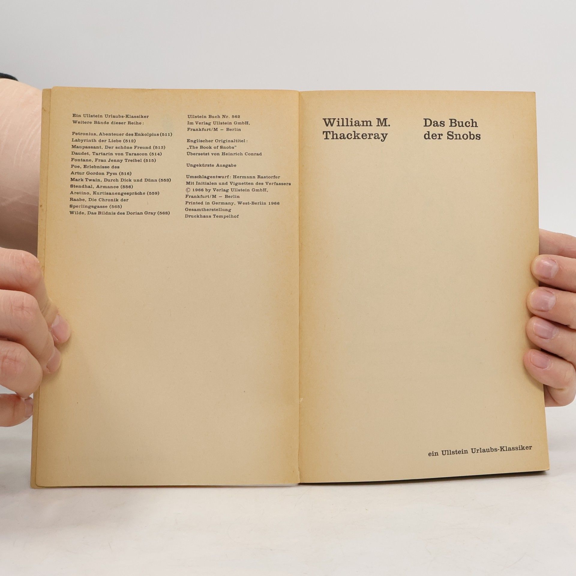 William Makepeace Thackeray Das Buch der Snobs