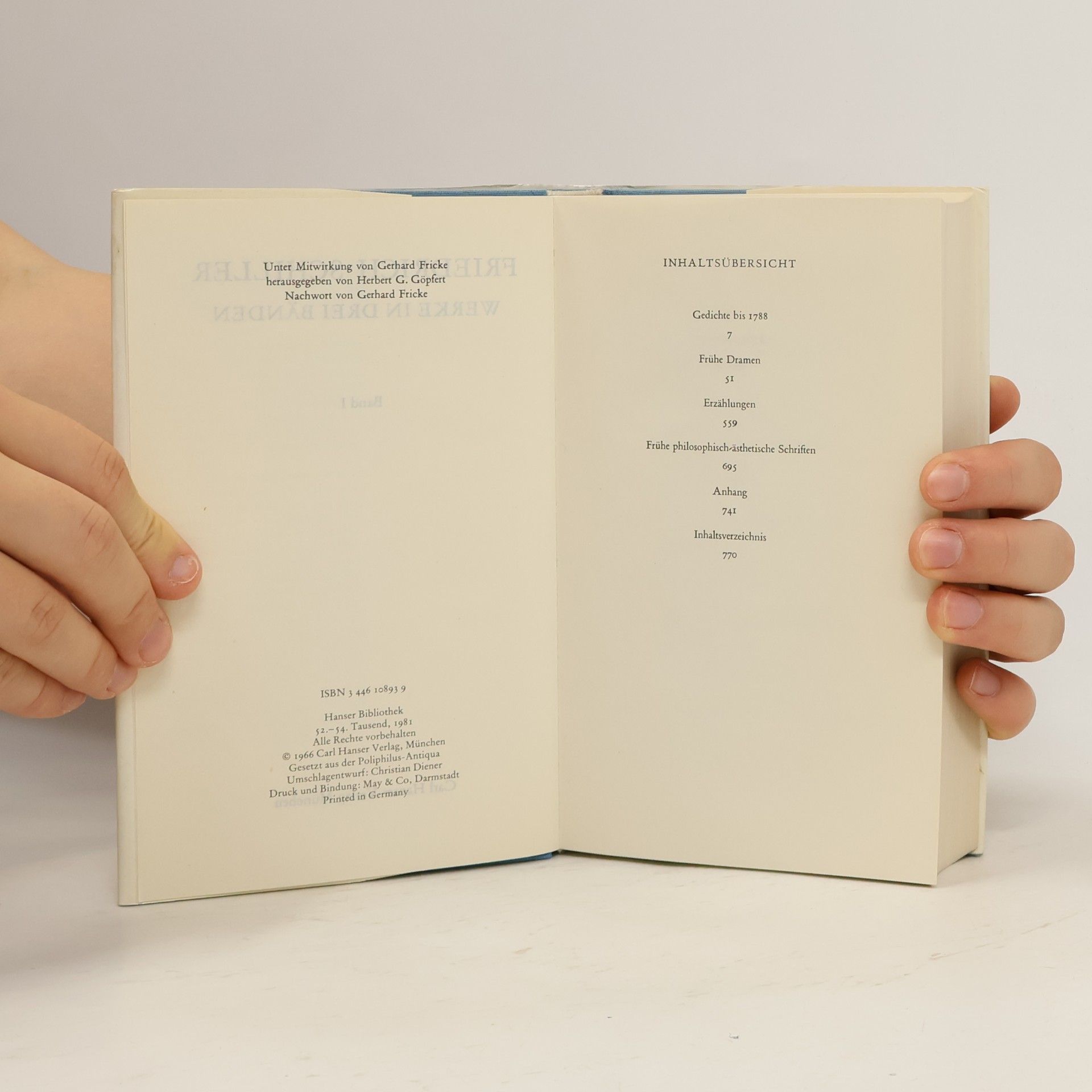 Friedrich Schiller Werke in drei Bänden I