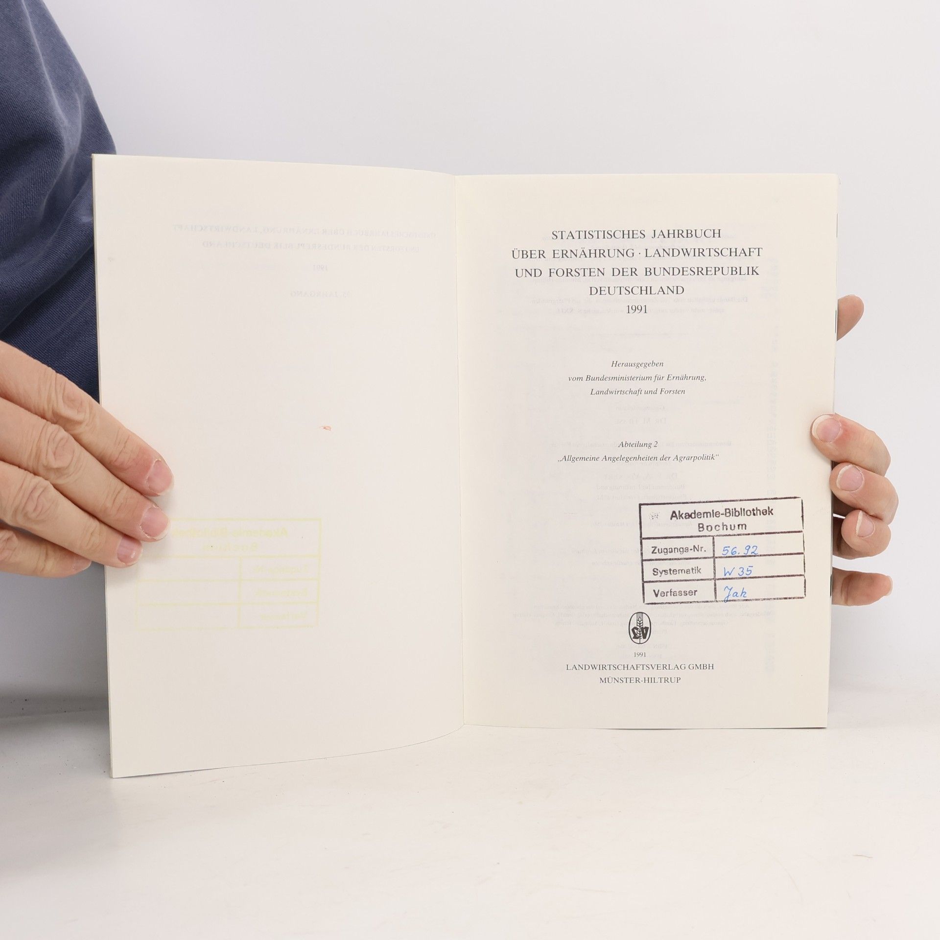 M. Hesse Statistisches Jahrbuch über Ernährung, Landwirtschaft und Forsten der Bundesrepublik Deutschland