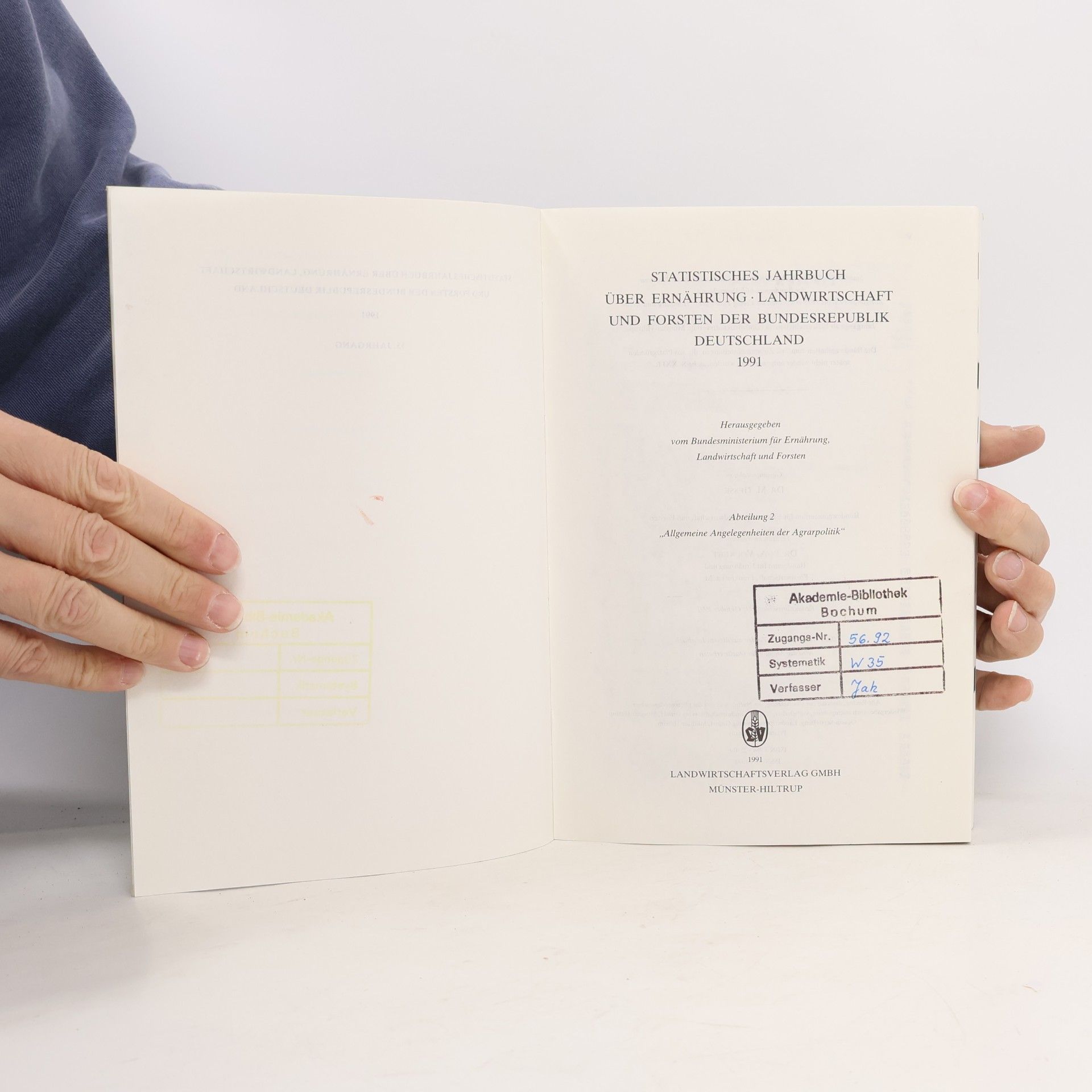 M. Hesse Statistisches Jahrbuch über Ernährung, Landwirtschaft und Forsten der Bundesrepublik Deutschland