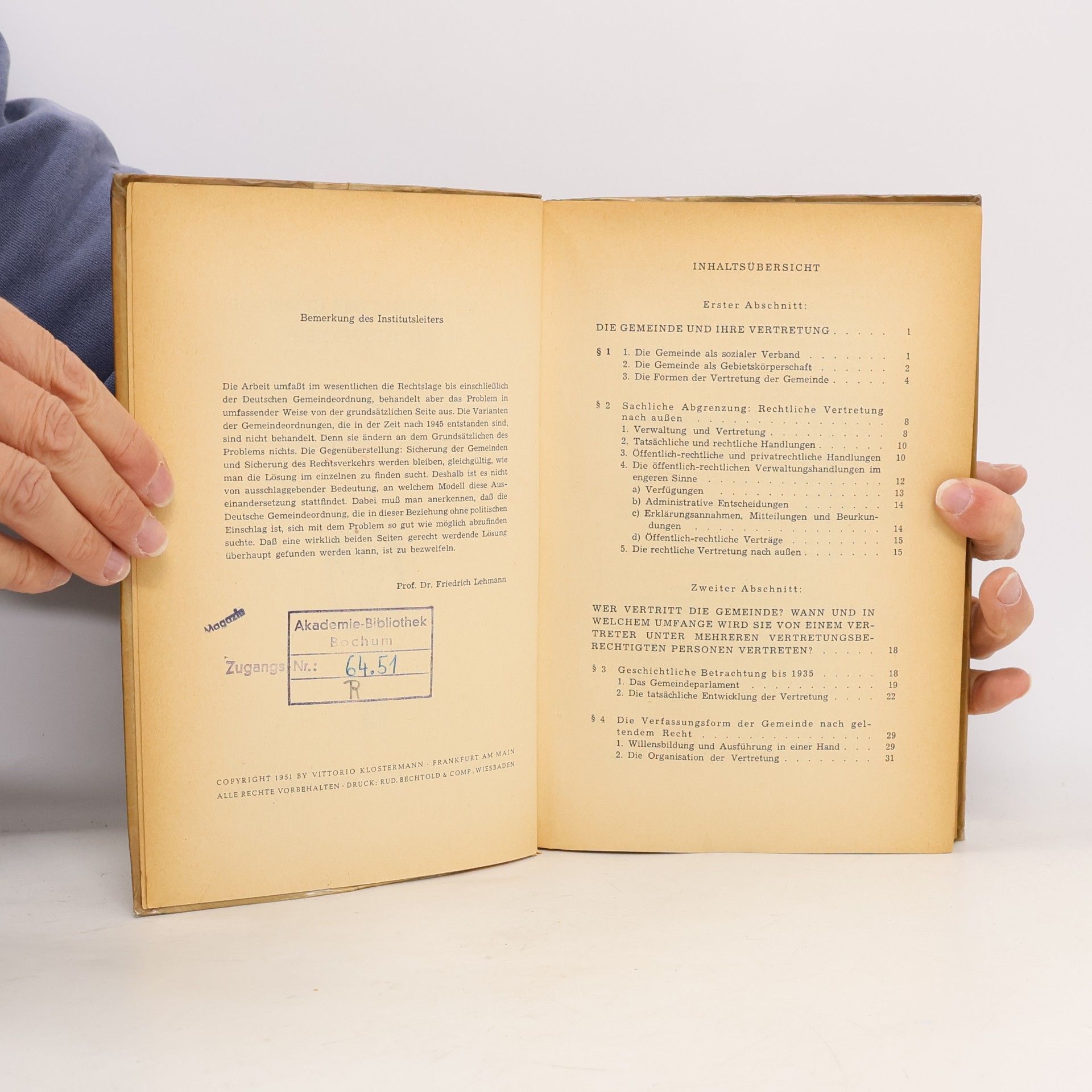 Fritz Lünenbürger Die Vertretung der Gemeinden im Rechtsverkehr