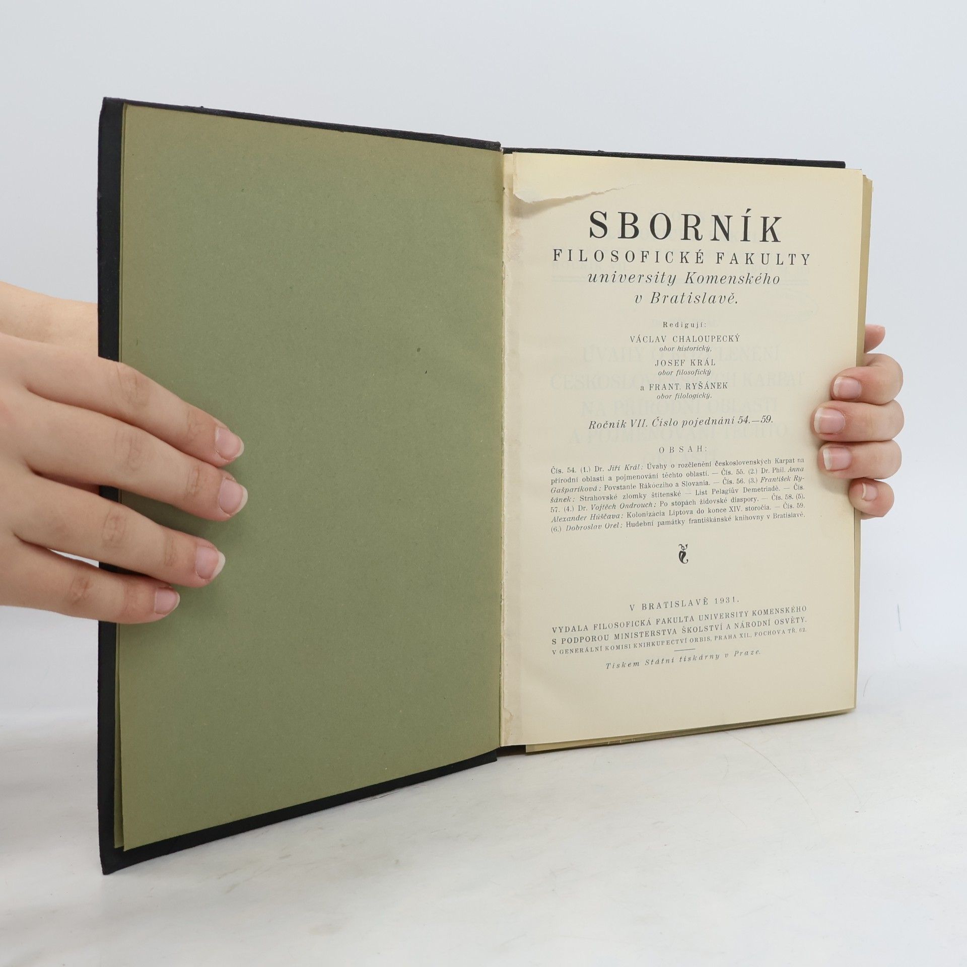Dr. Jiři Král Sborník filosofické fakulty v Bratislavě