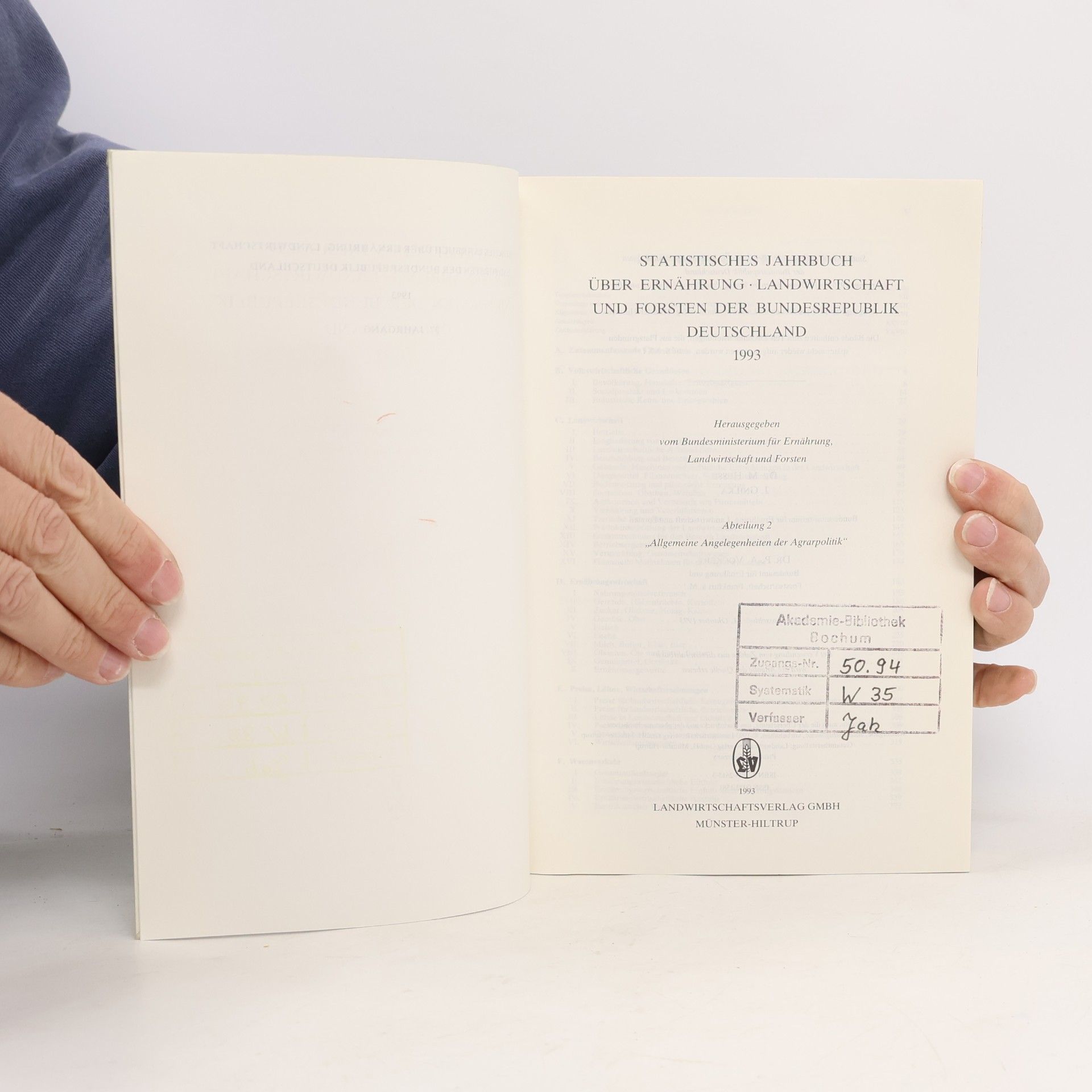 M. Hesse Statistisches Jahrbuch über Ernährung, Landwirtschaft und Forsten der Bundesrepublik Deutschland