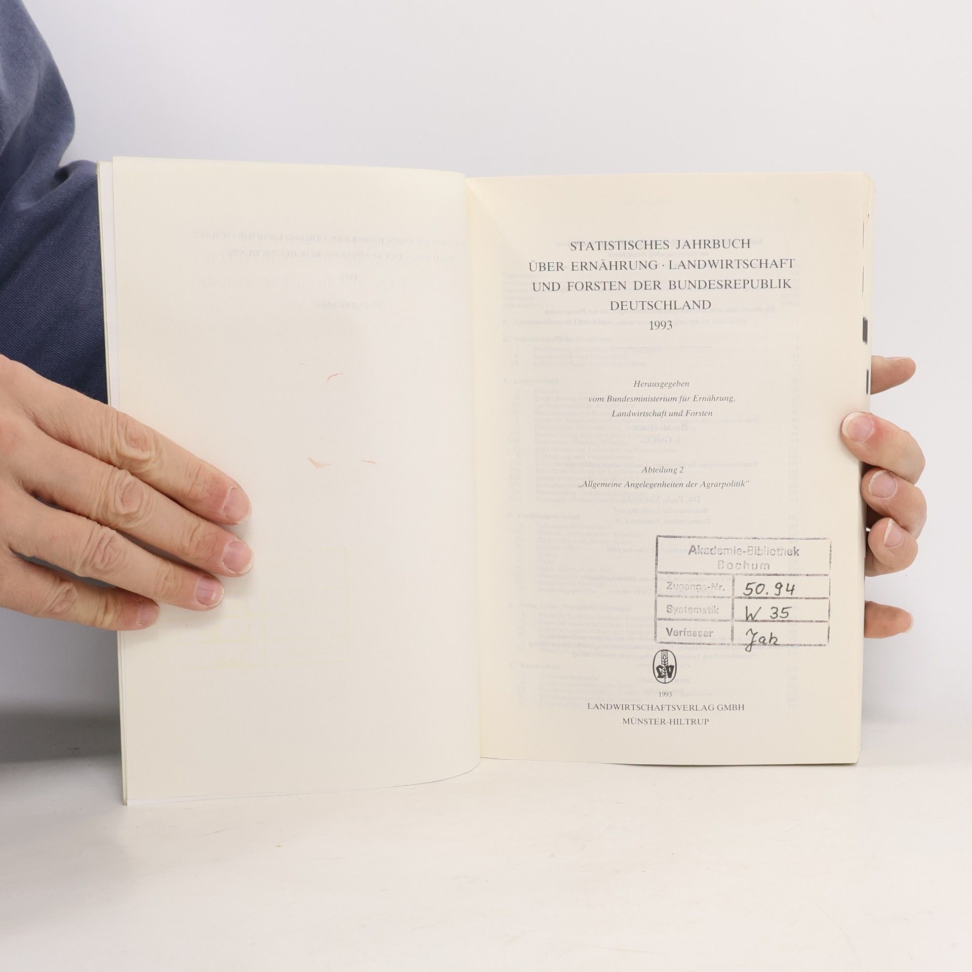 M. Hesse Statistisches Jahrbuch über Ernährung, Landwirtschaft und Forsten der Bundesrepublik Deutschland
