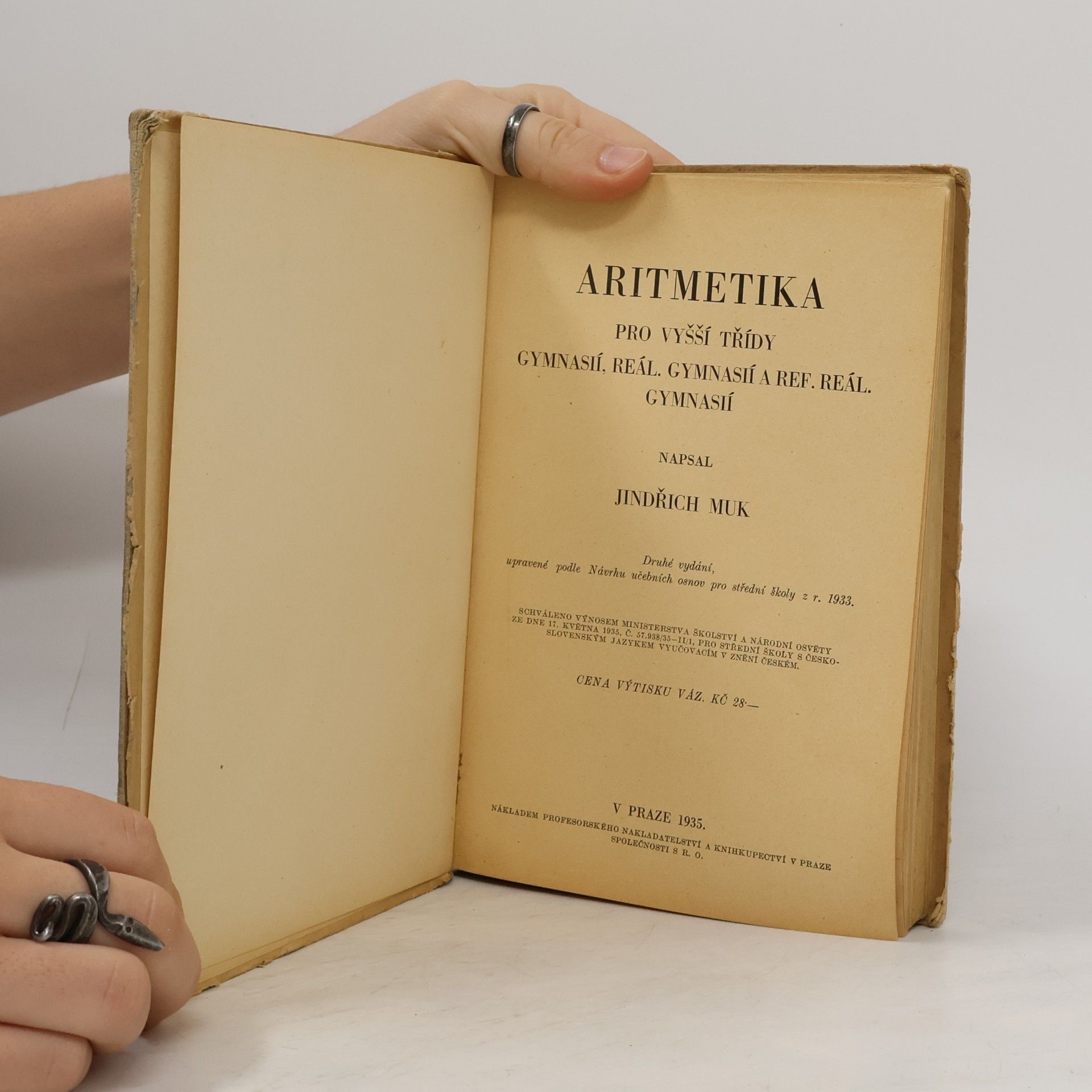 Muk Jindřich Aritmetika pro vyšší třídy gymnasií, reál. gymnasií a ref. reál. gymnasií