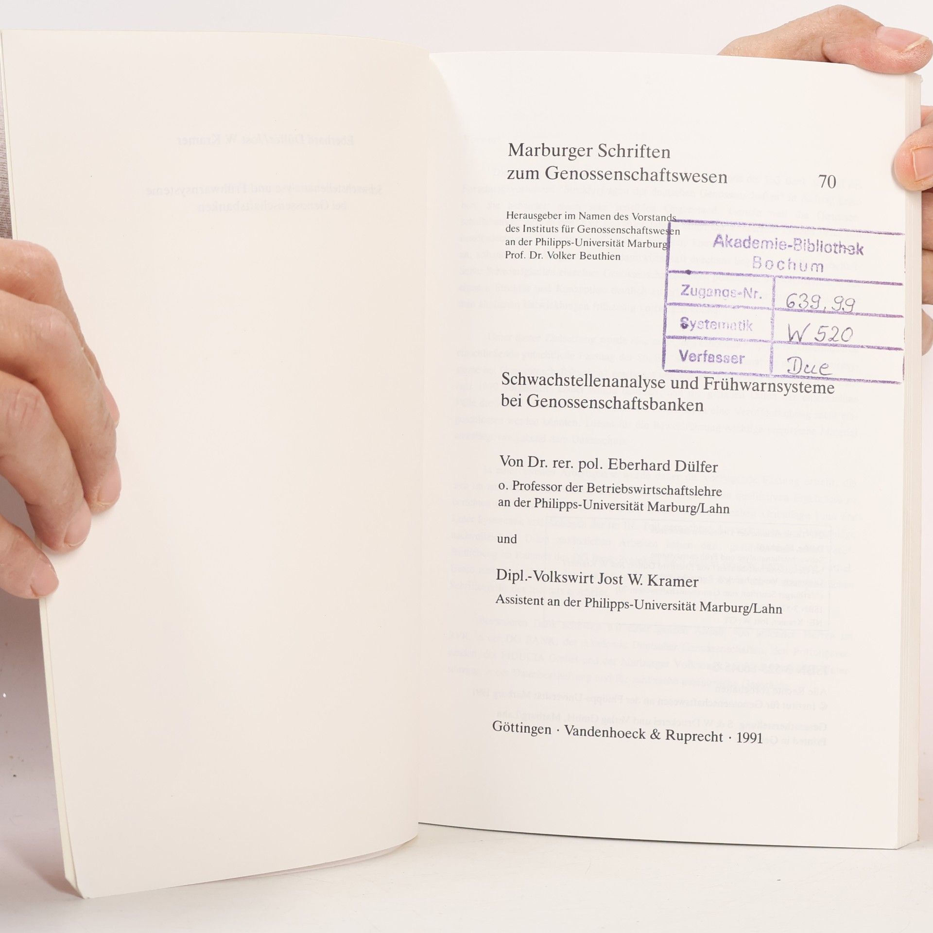 Eberhard Dülfer Schwachtstellenanalyse und Fruhwarnsysteme bei Genossenschaftsbanken
