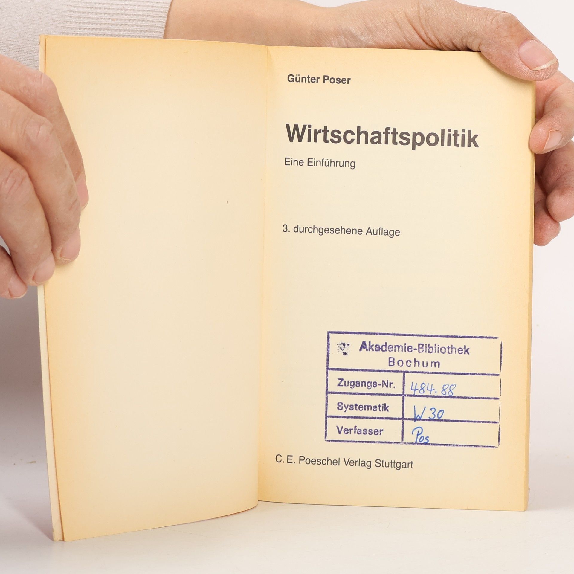 Günter Poser Wirtschaftspolitik 3. Auflage