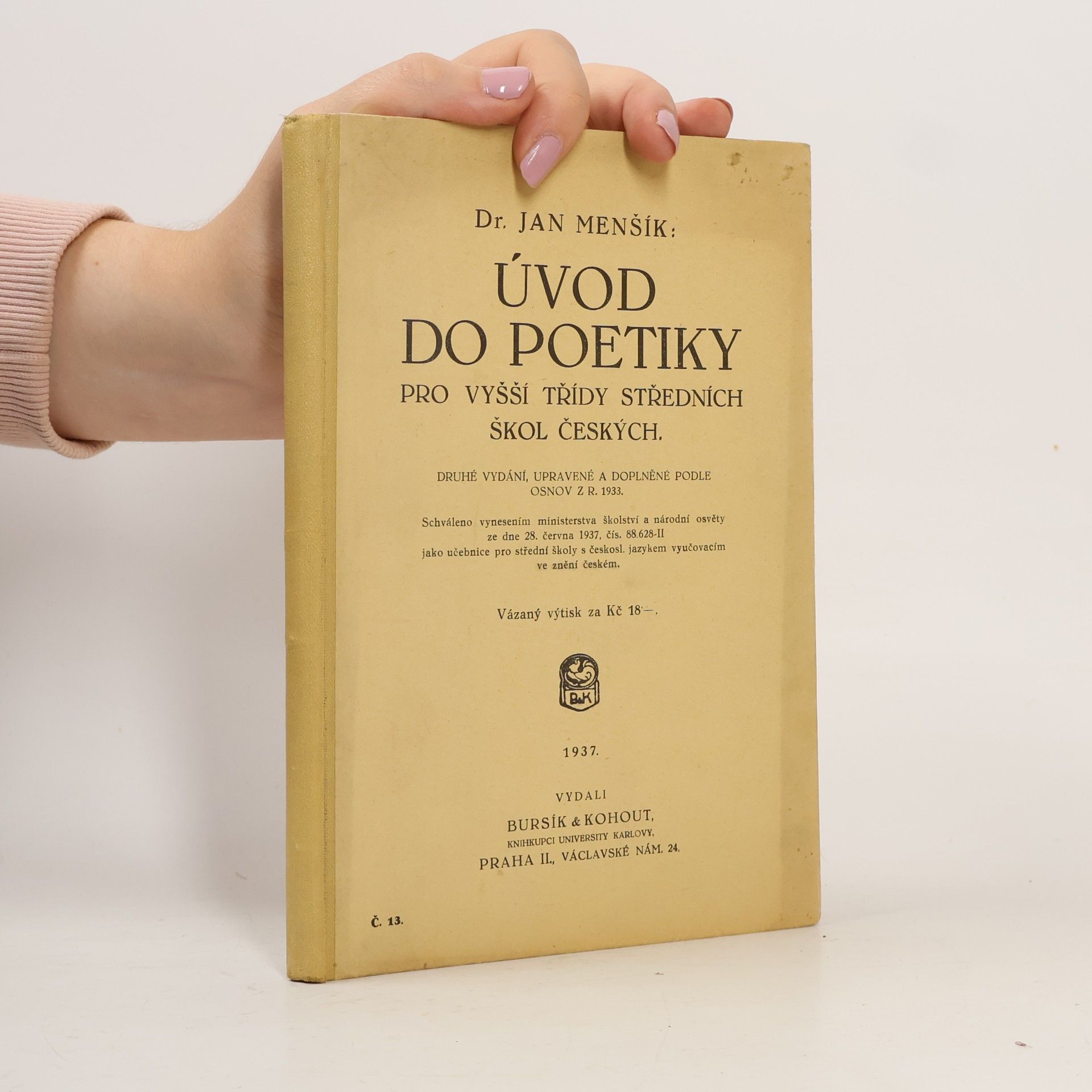 Úvod do poetiky pro vyšší třídy středních škol českých